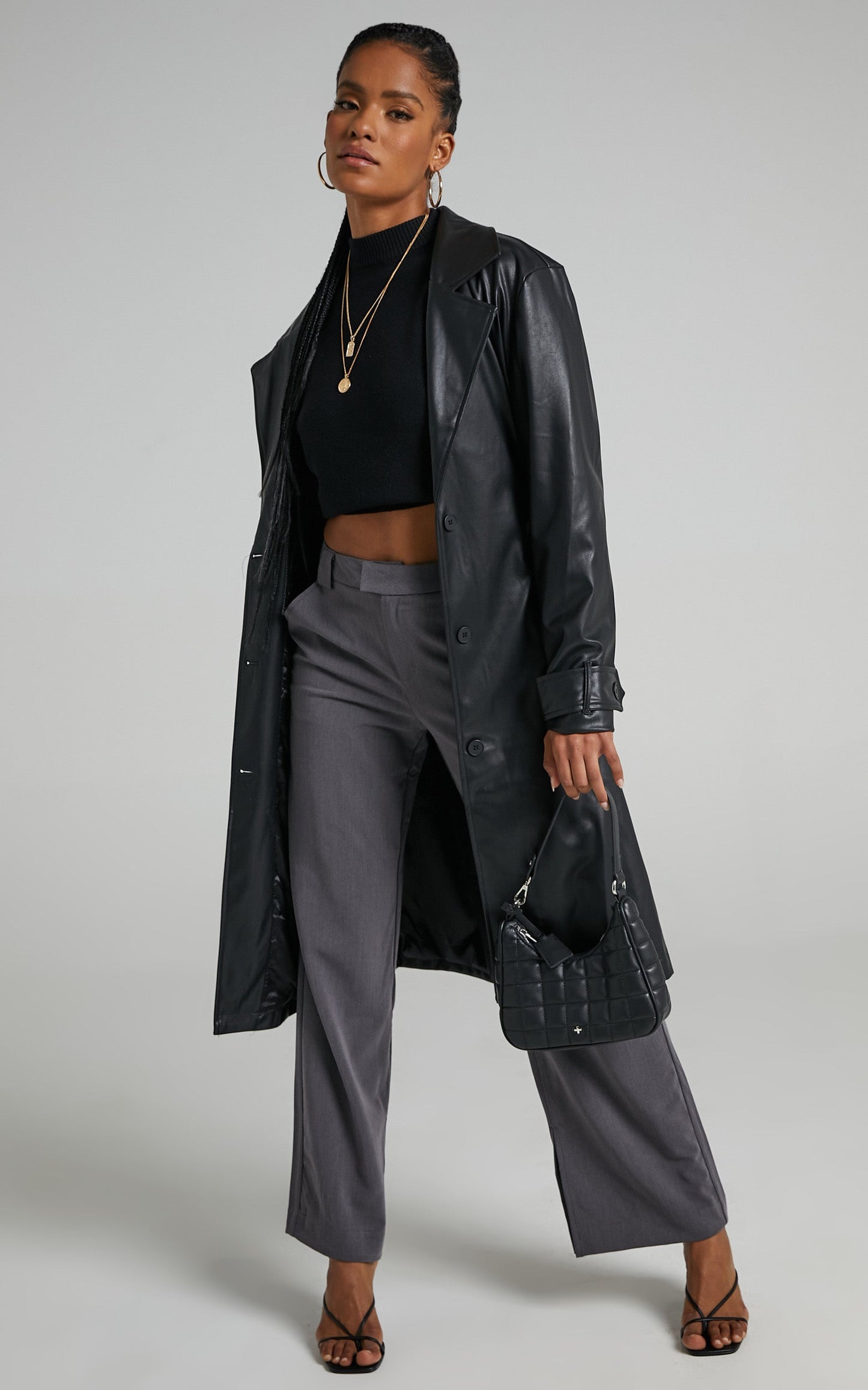 Desdemona Coat - Belted Trench Coat in Black