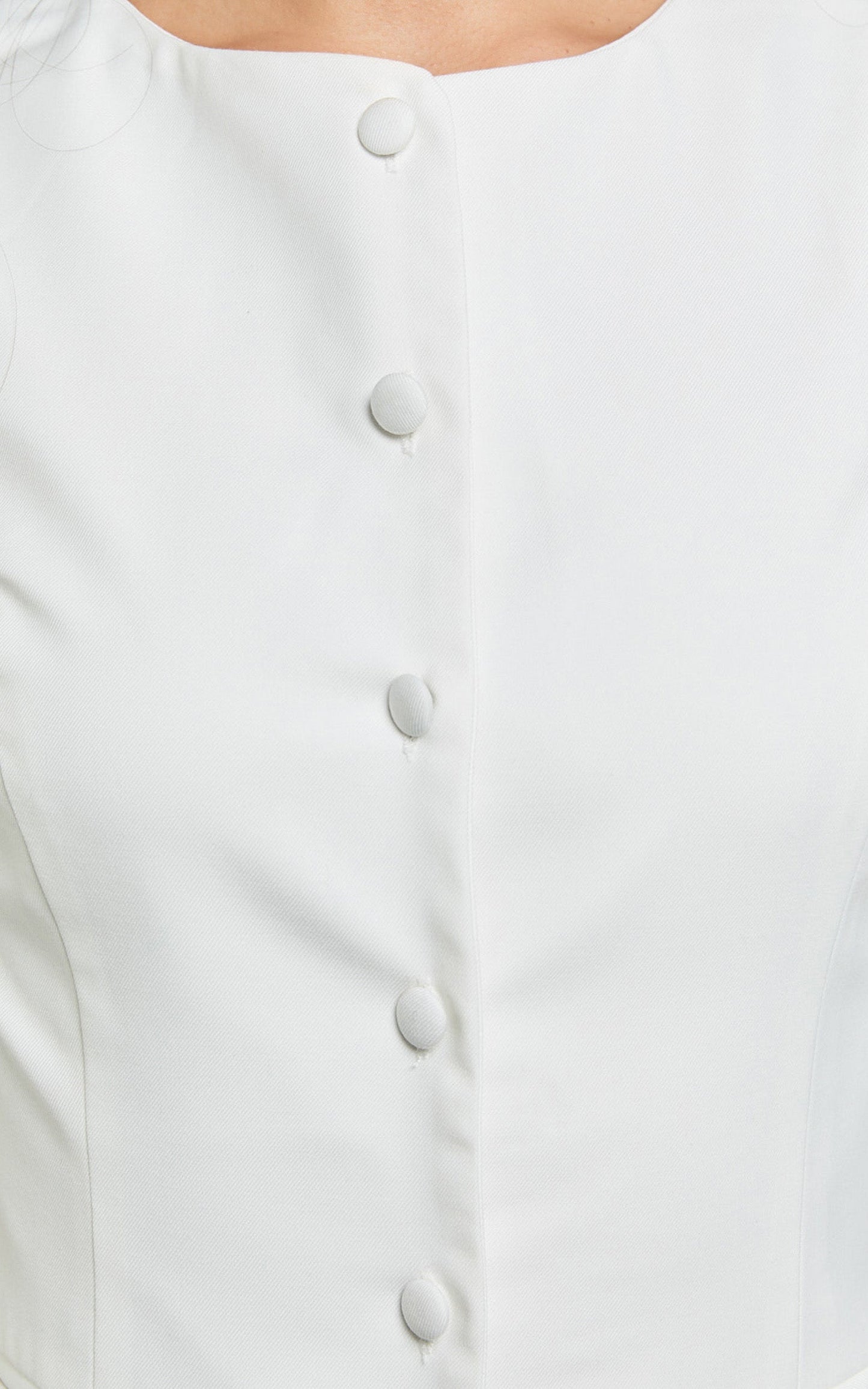Desi Top - Longline Crew Neck Vest Top in Warm White