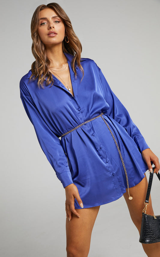 Desiree Shirt Dress in Blue
