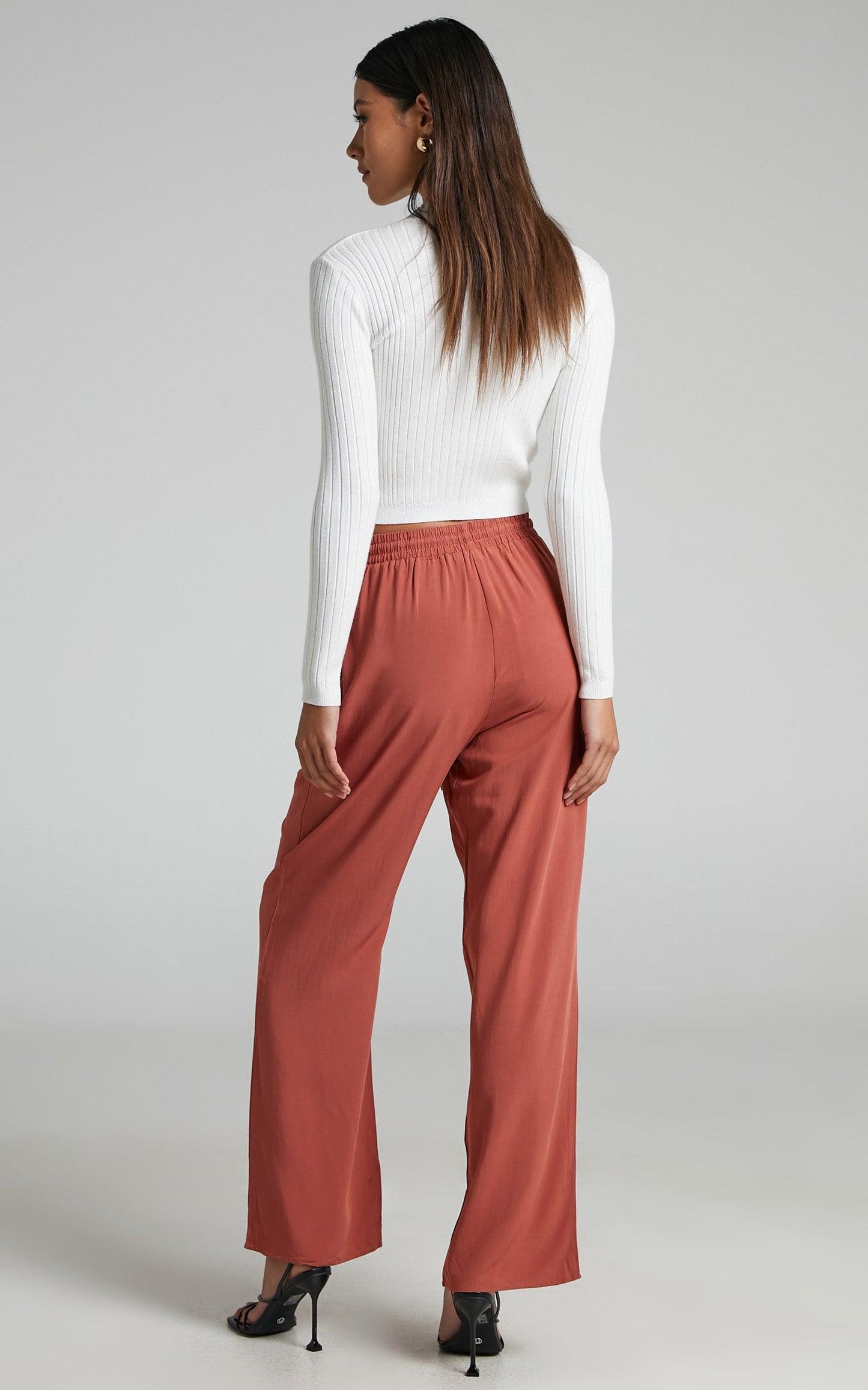 Devina High Waisted Straight Leg Pants in Clay