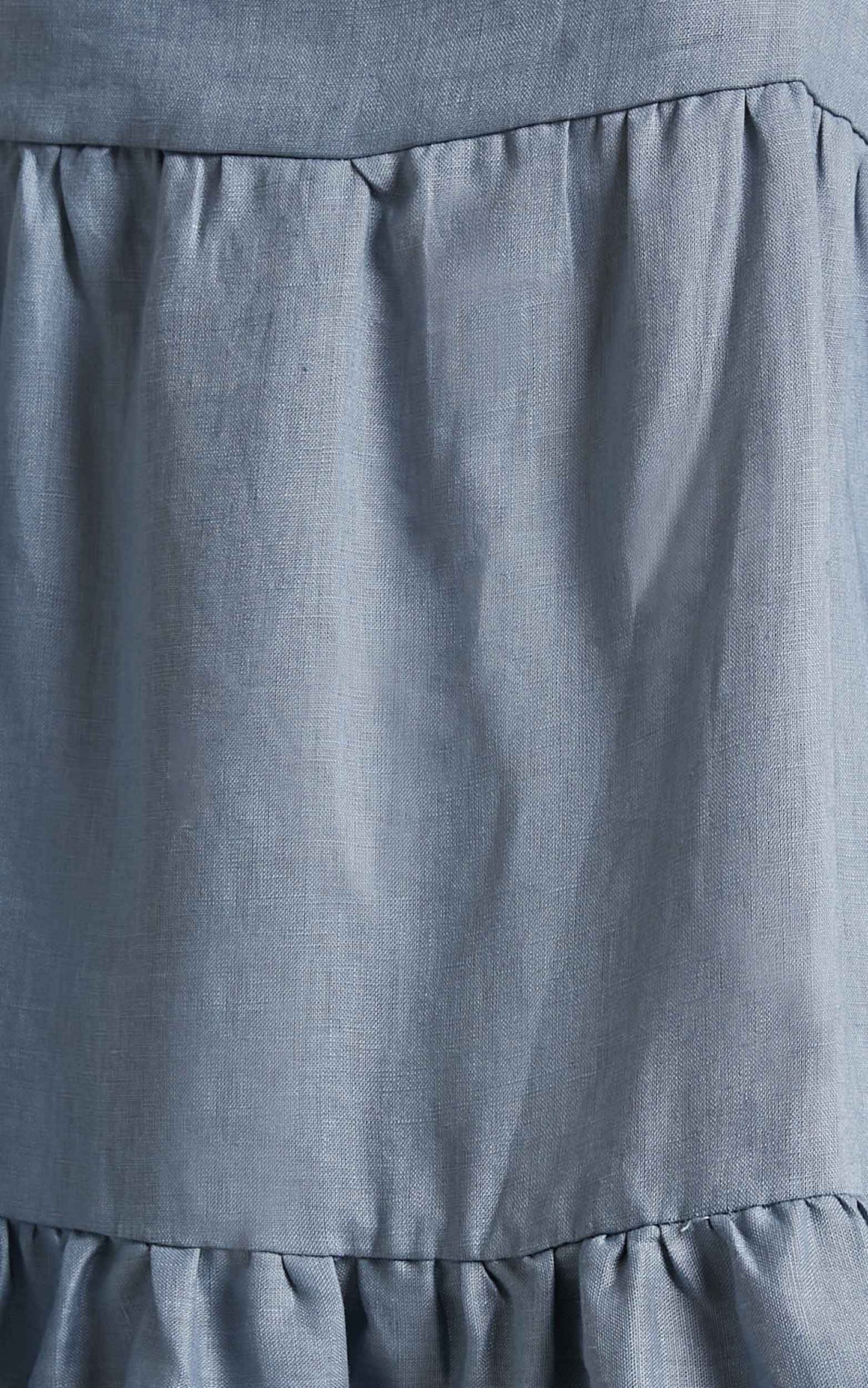 Amalie The Label - Devonia Linen Tiered Shift Mini Linen Dress in Blue