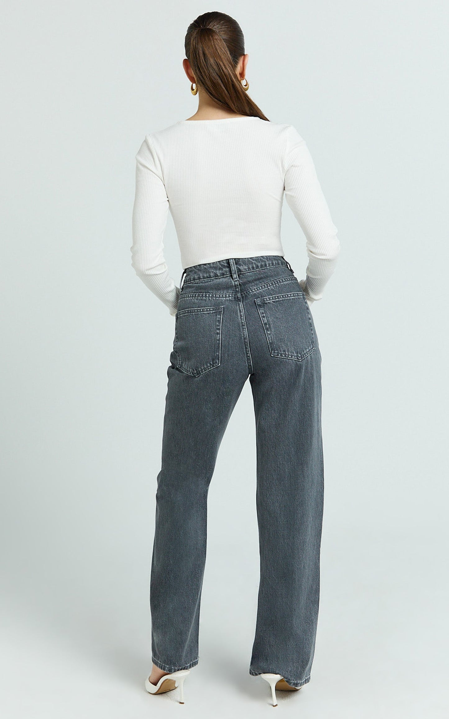 Diana Top - Long Sleeve Cropped Henley Top in White