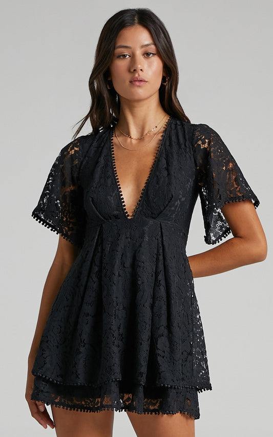 Do You Miss Me Dress in Black Lace