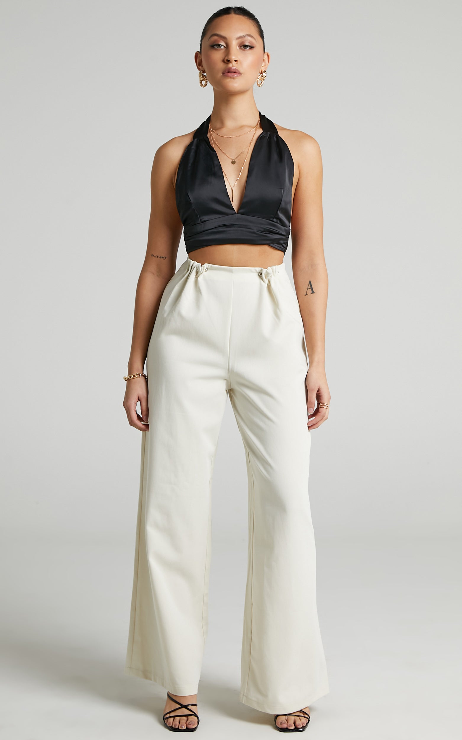 Doja Top - Halter Neck Tie Up Top in Black