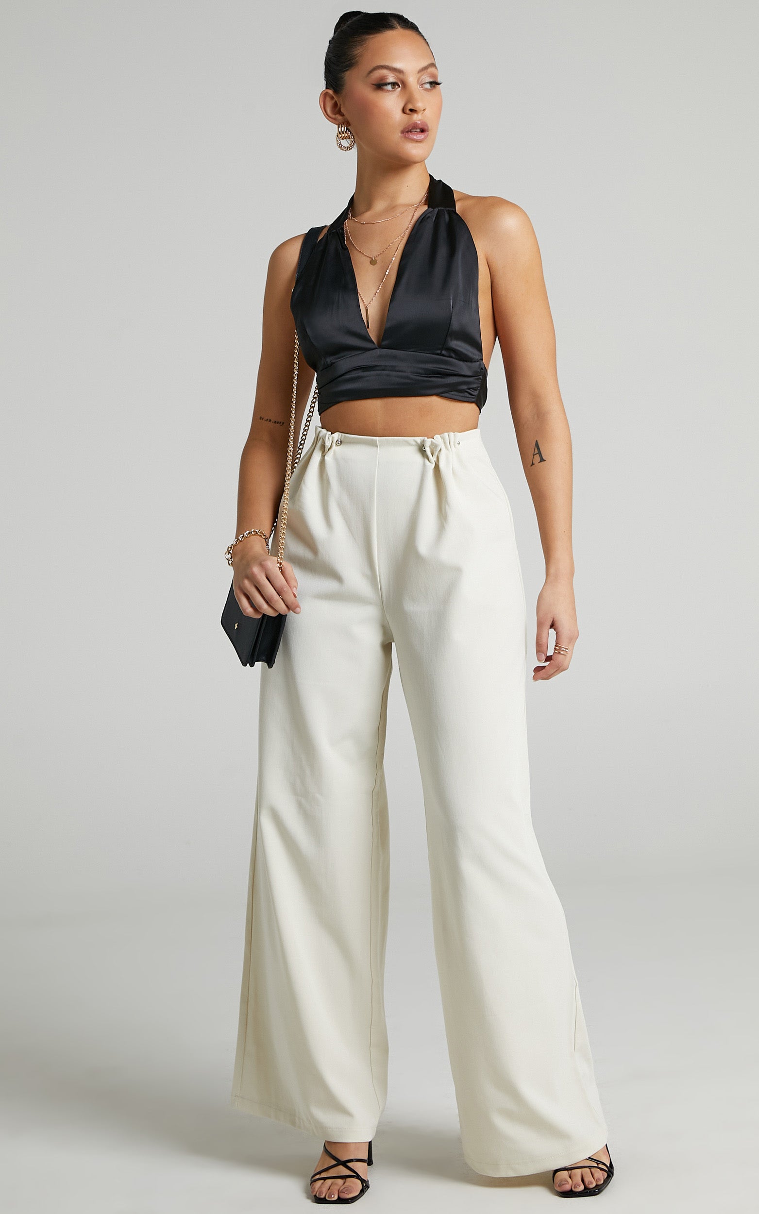 Doja Top - Halter Neck Tie Up Top in Black