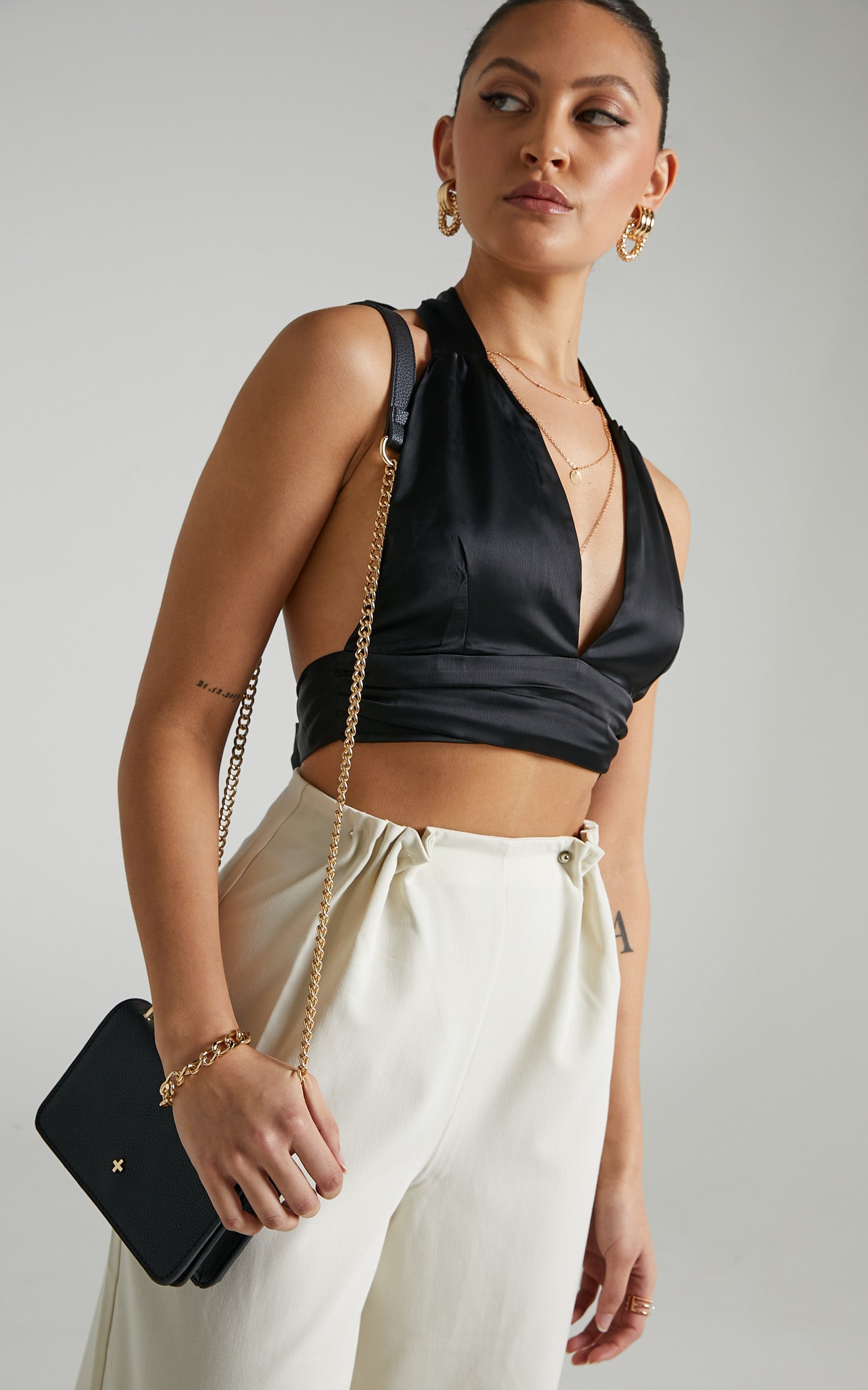Doja Top - Halter Neck Tie Up Top in Black