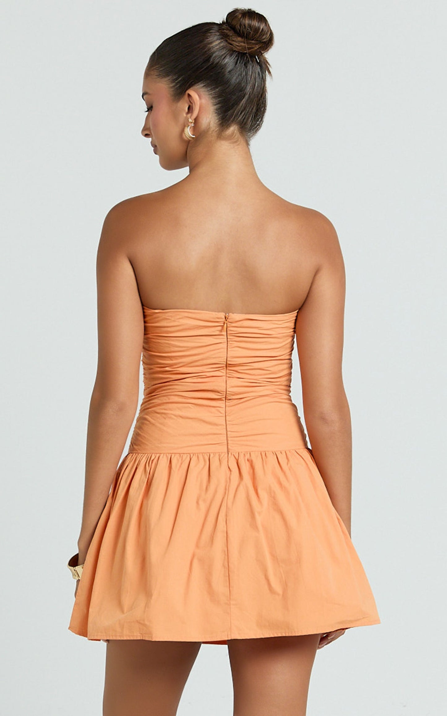 Donatella Mini Dress - Strapless Drop Waist Dress in Sherbet