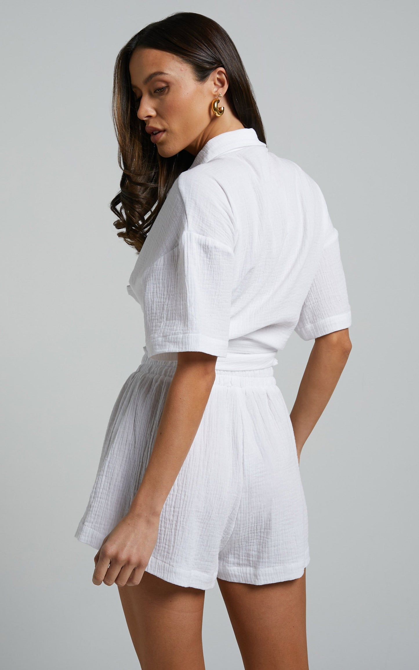 Donita Shorts - Elastic Waist Shorts in White