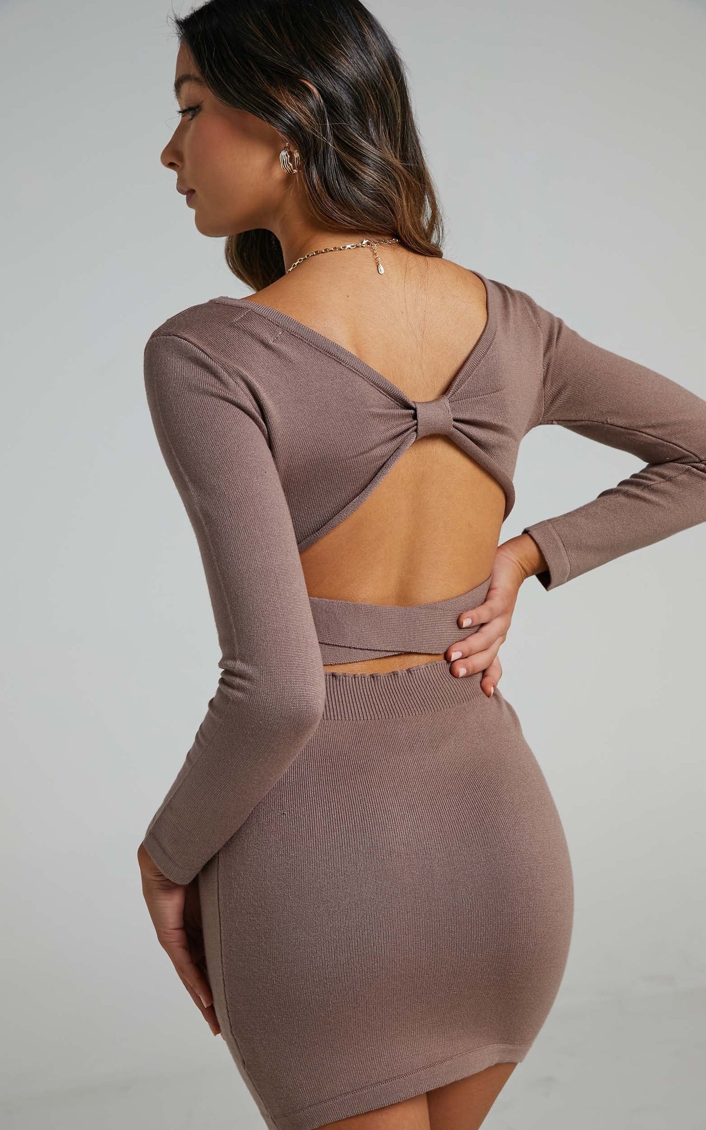 Sonya Knit Dress in Mocha