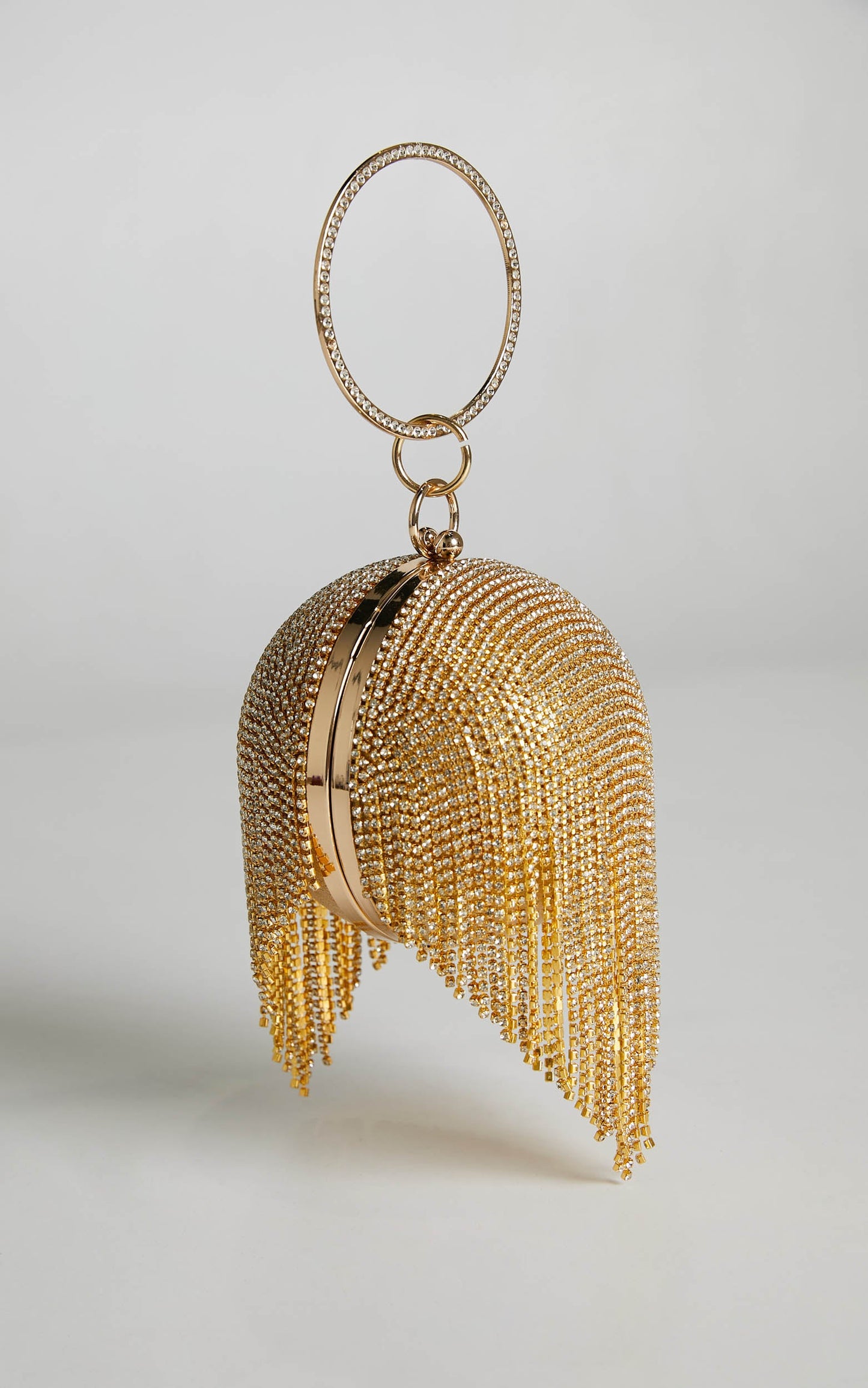 Downeti Diamante Sphere Clutch Bag in Gold