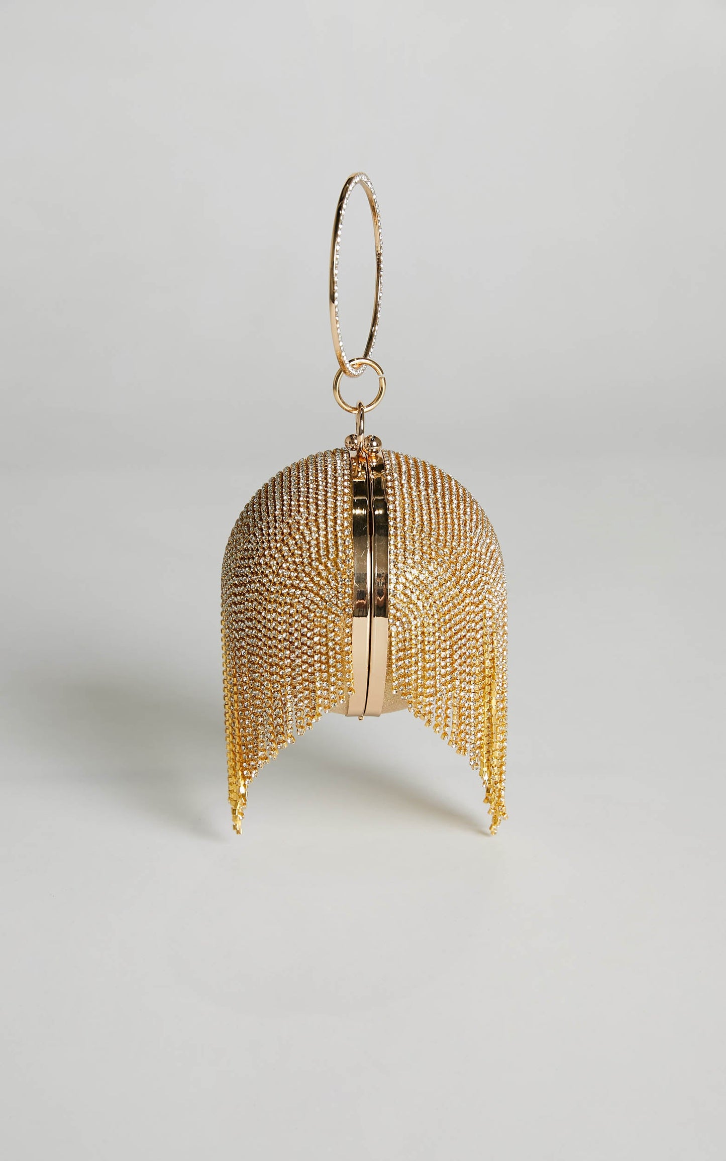 Downeti Diamante Sphere Clutch Bag in Gold