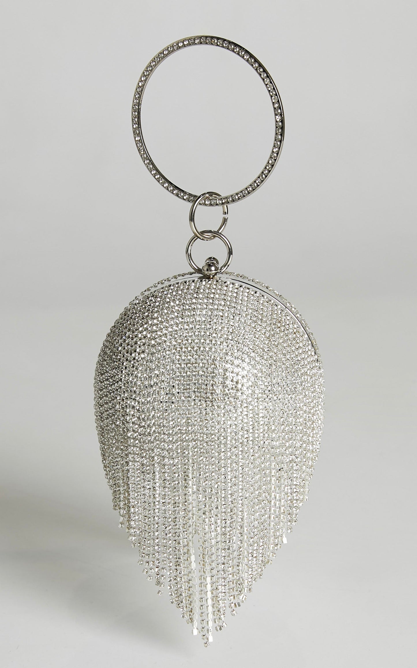 Downeti Diamante Sphere Clutch Bag in Silver