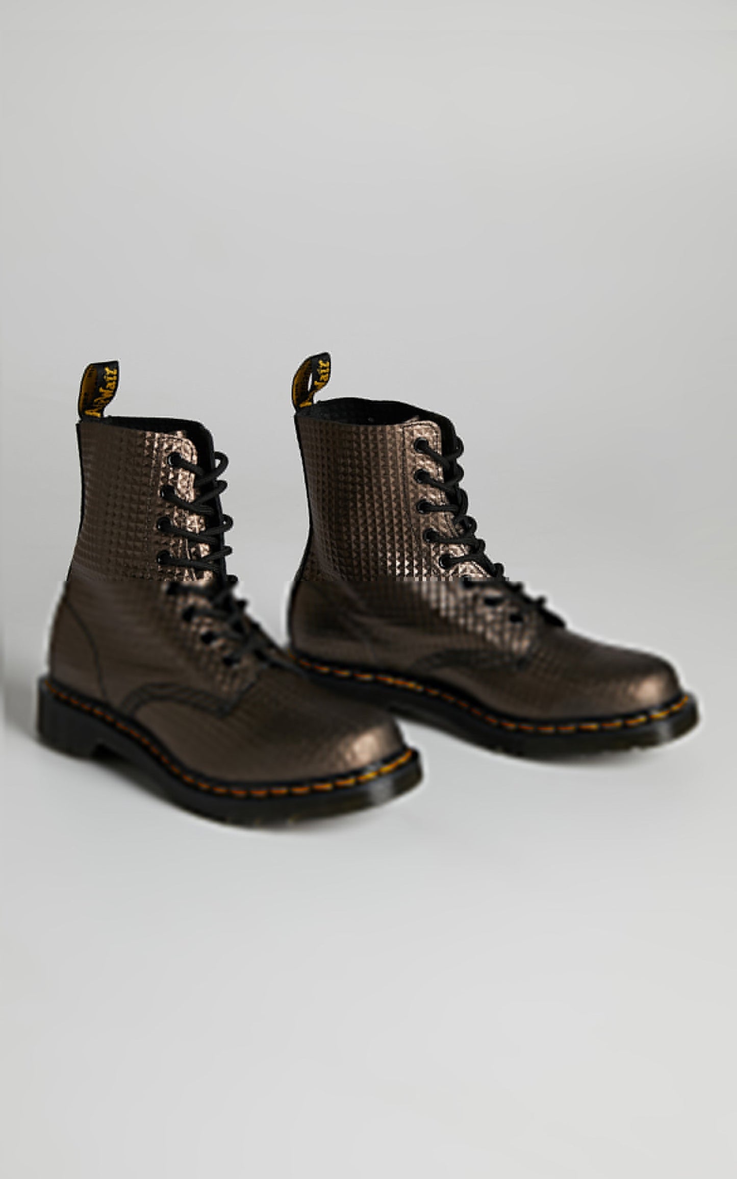 Dr. Martens - 1460 Pascal 8 Eye Boots in Gunmetal Stud Emboss Leather