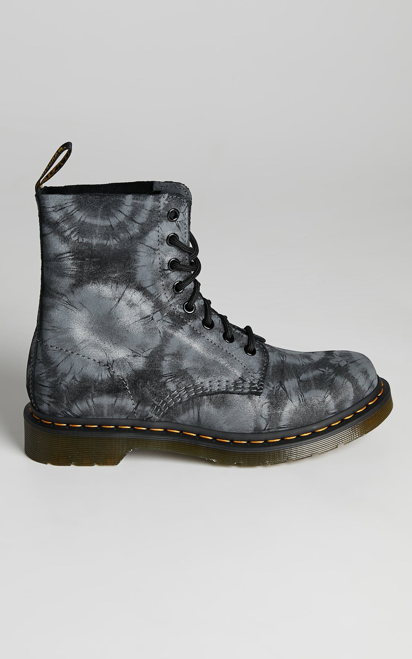 Dr. Martens - 1460 Pascal Tie Dye Boots in Black Charcoal Grey Tie Dye Printed Suede