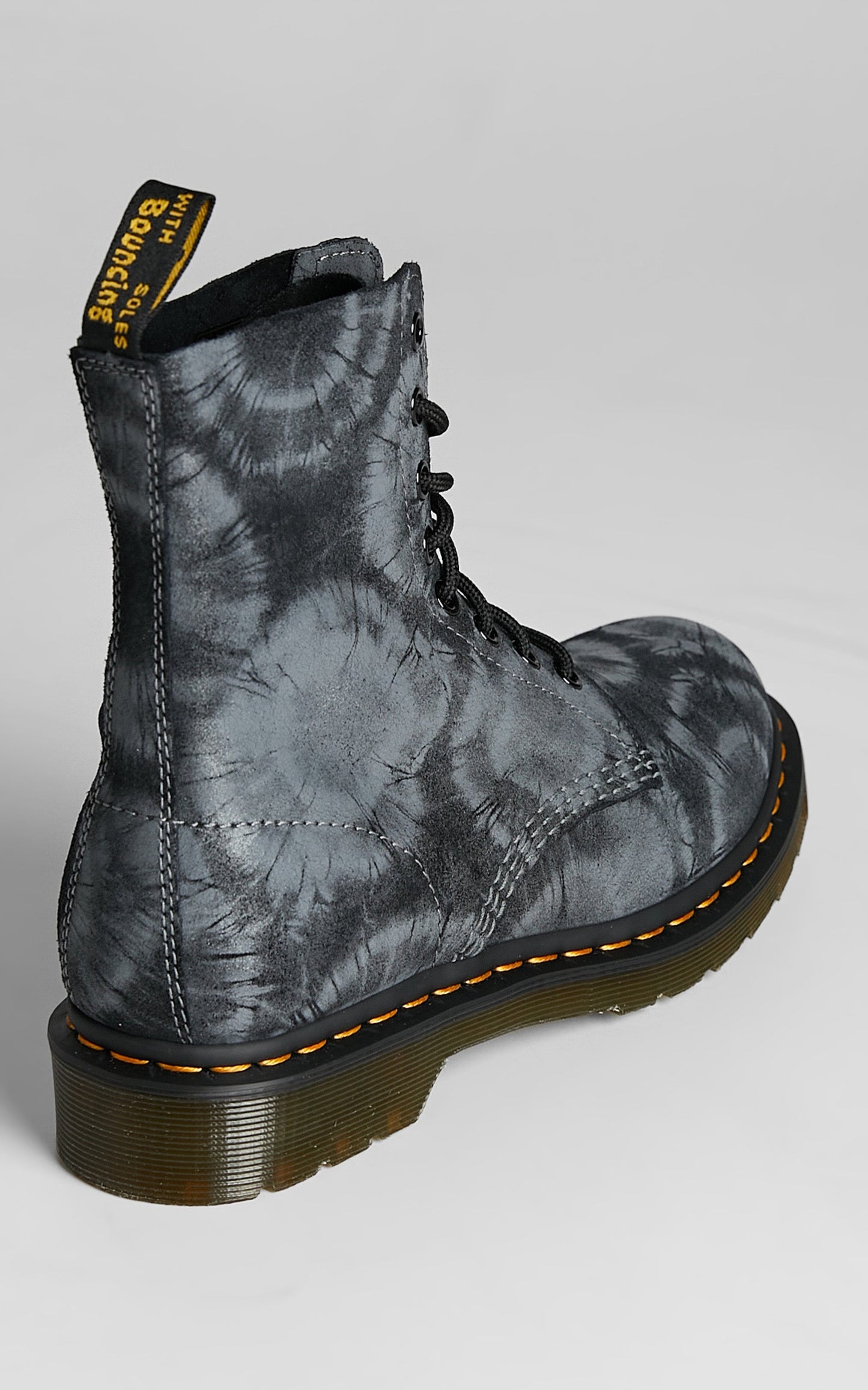 Dr. Martens - 1460 Pascal Tie Dye Boots in Black Charcoal Grey Tie Dye Printed Suede