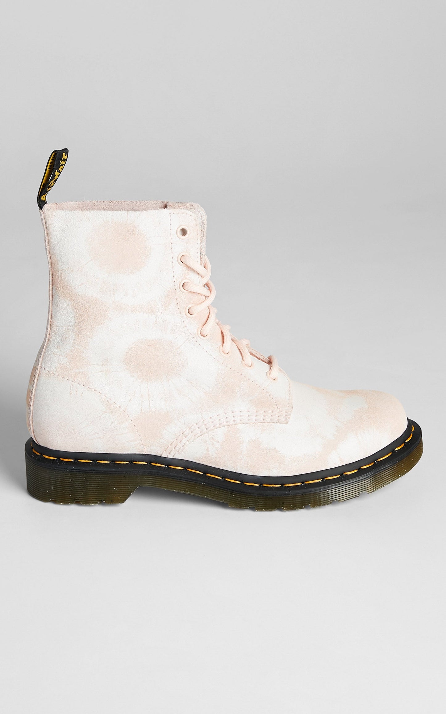 Dr. Martens - 1460 Pascal Tie Dye Boots in Shell Pink White Tie Dye Printed Suede