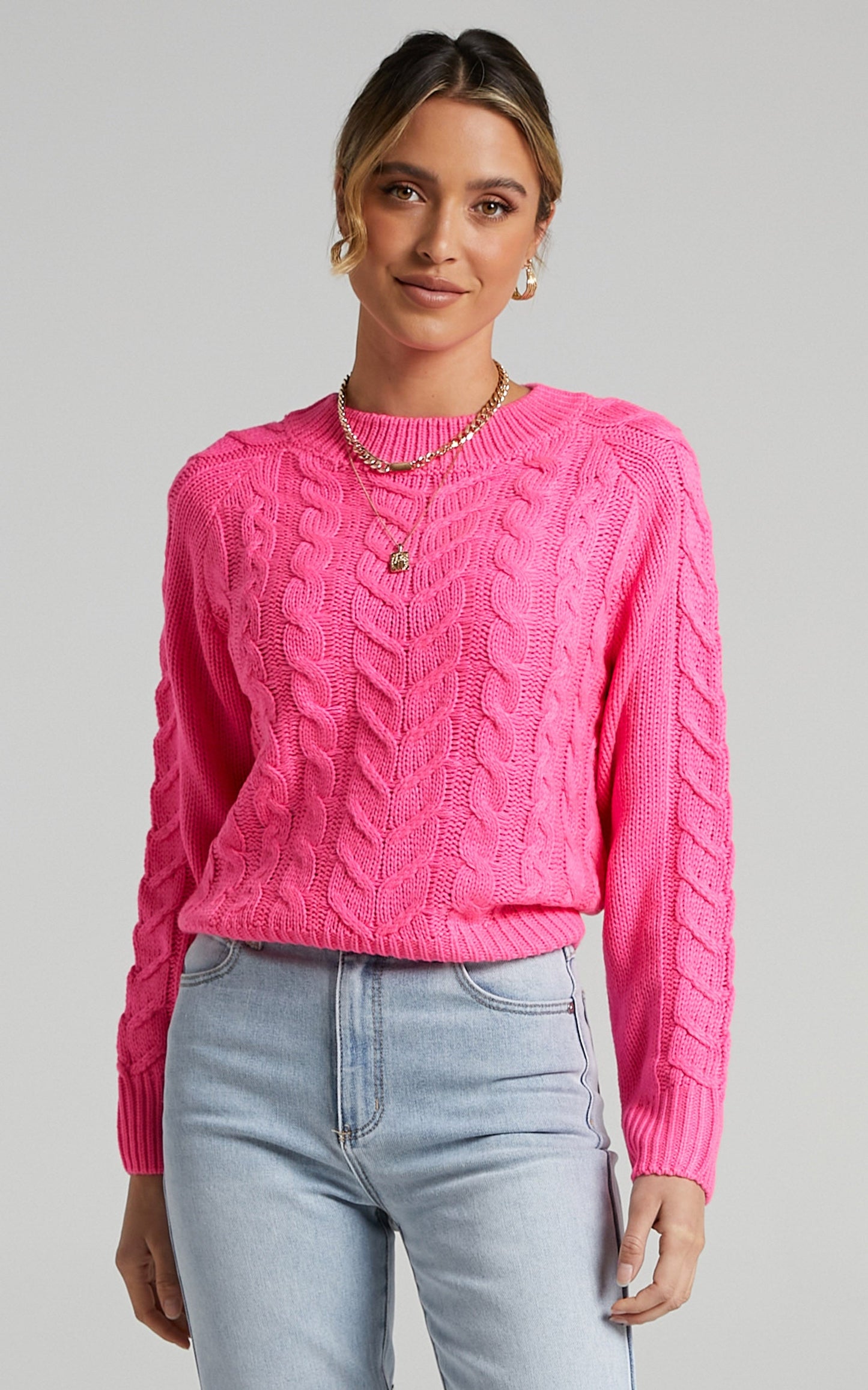 Duffy Knit Jumper in Hot Pink