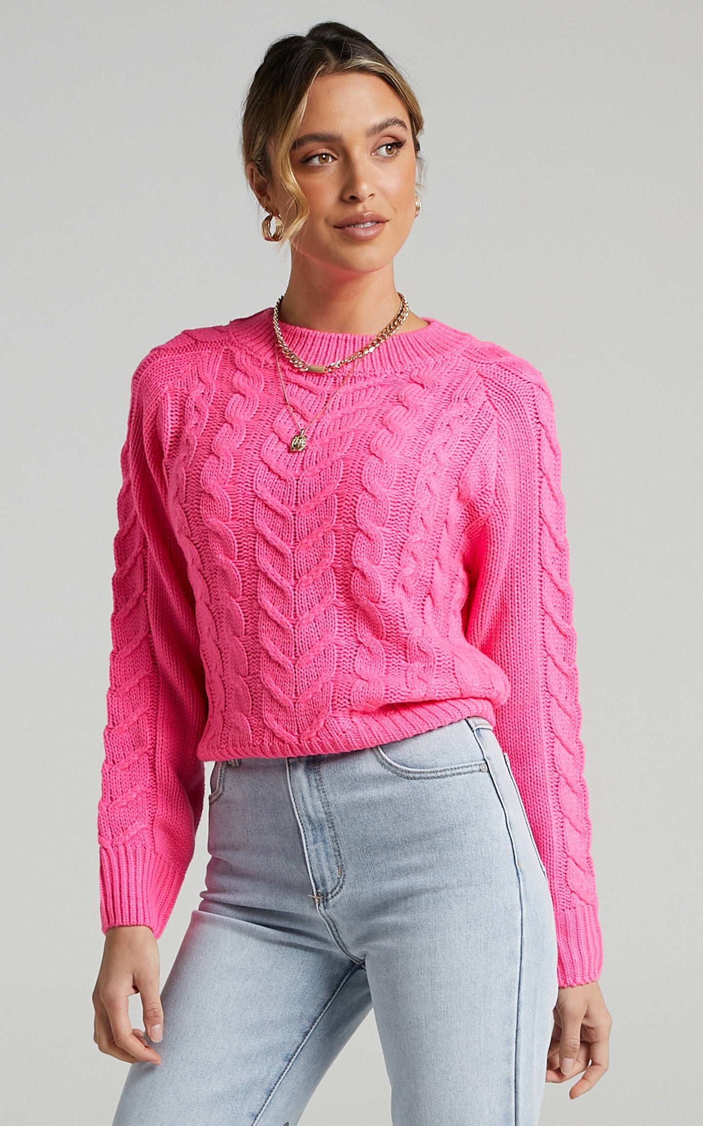 Duffy Knit Jumper in Hot Pink