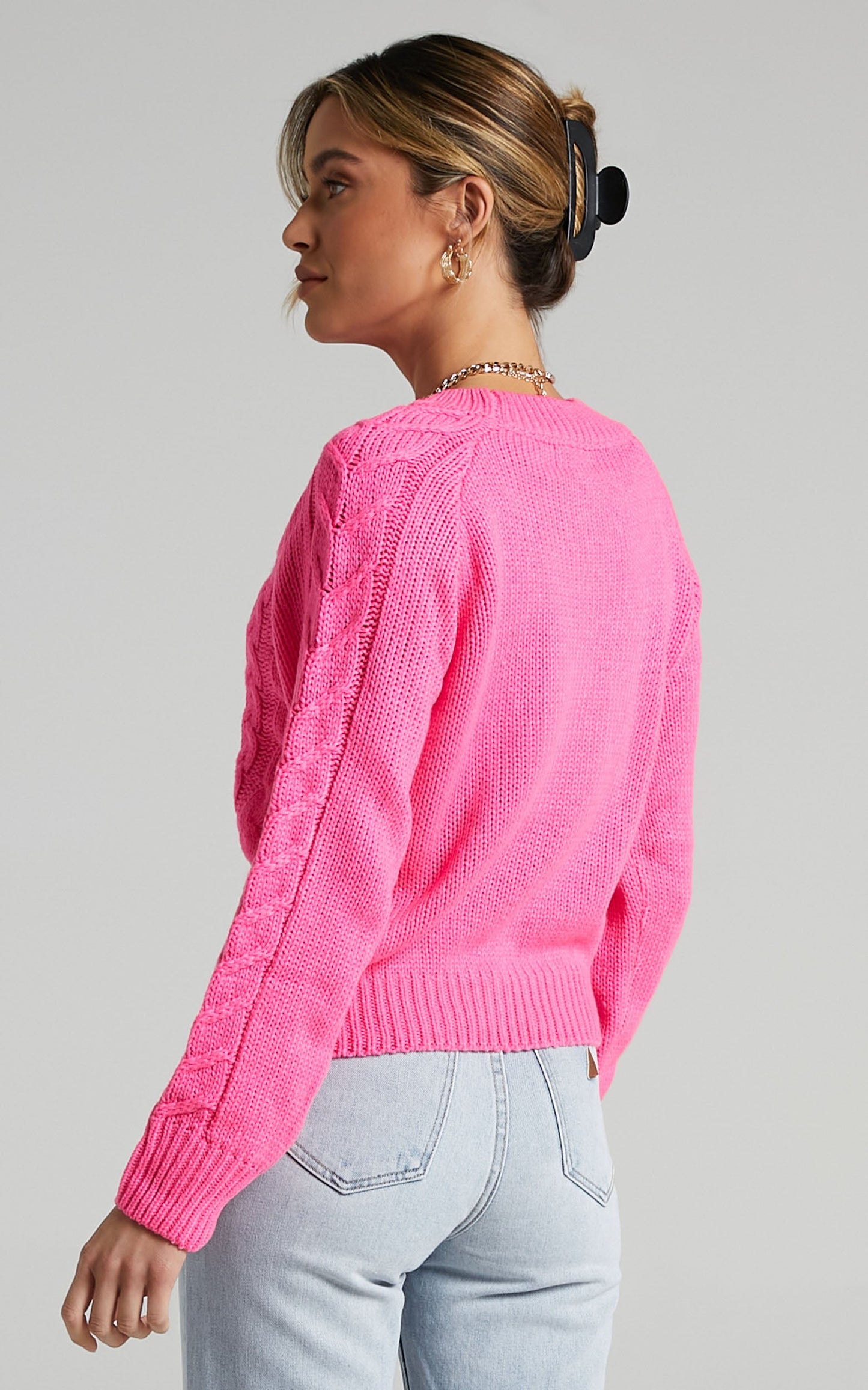 Duffy Knit Jumper in Hot Pink