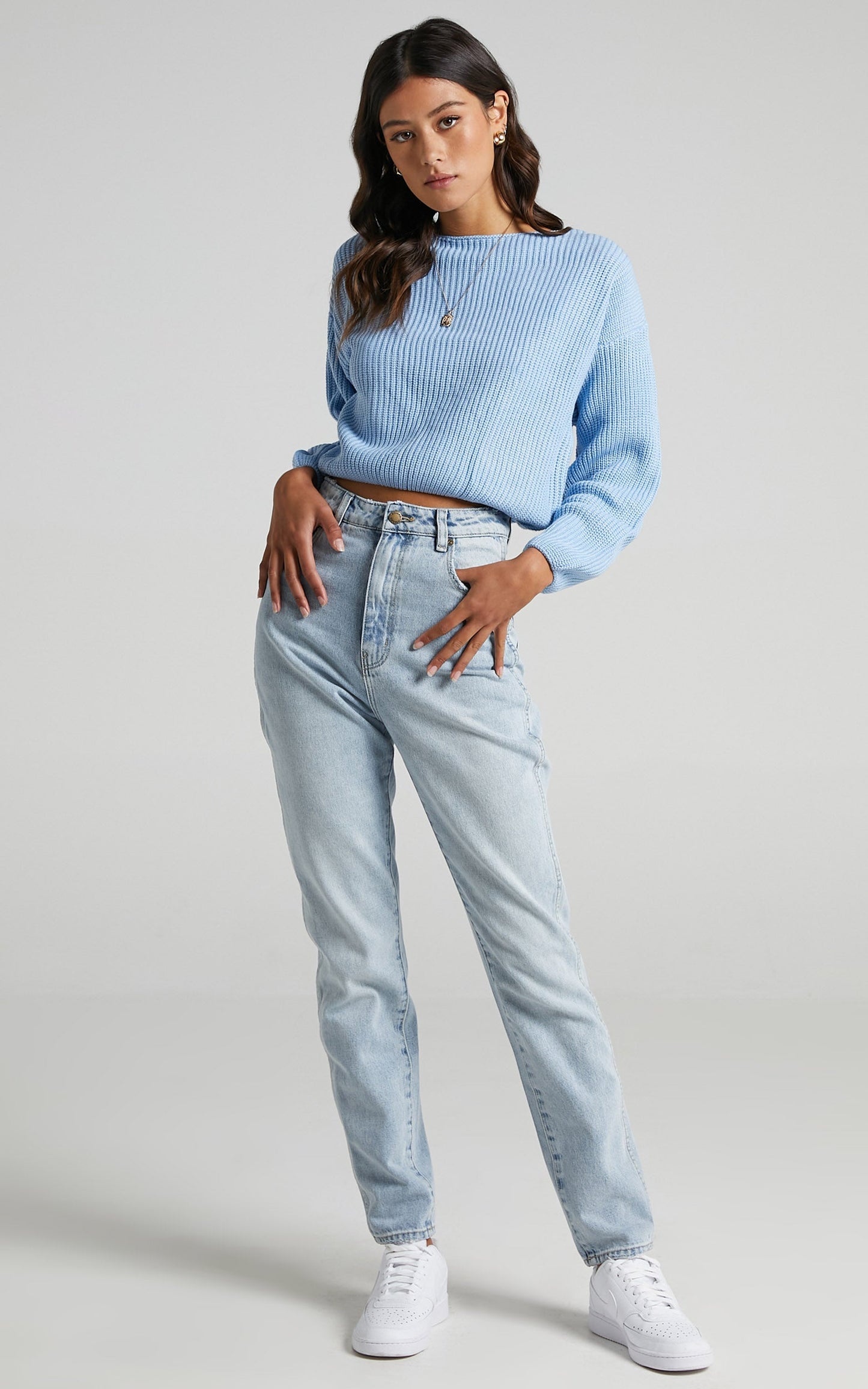 Eavan Knit Jumper in Pastel Blue