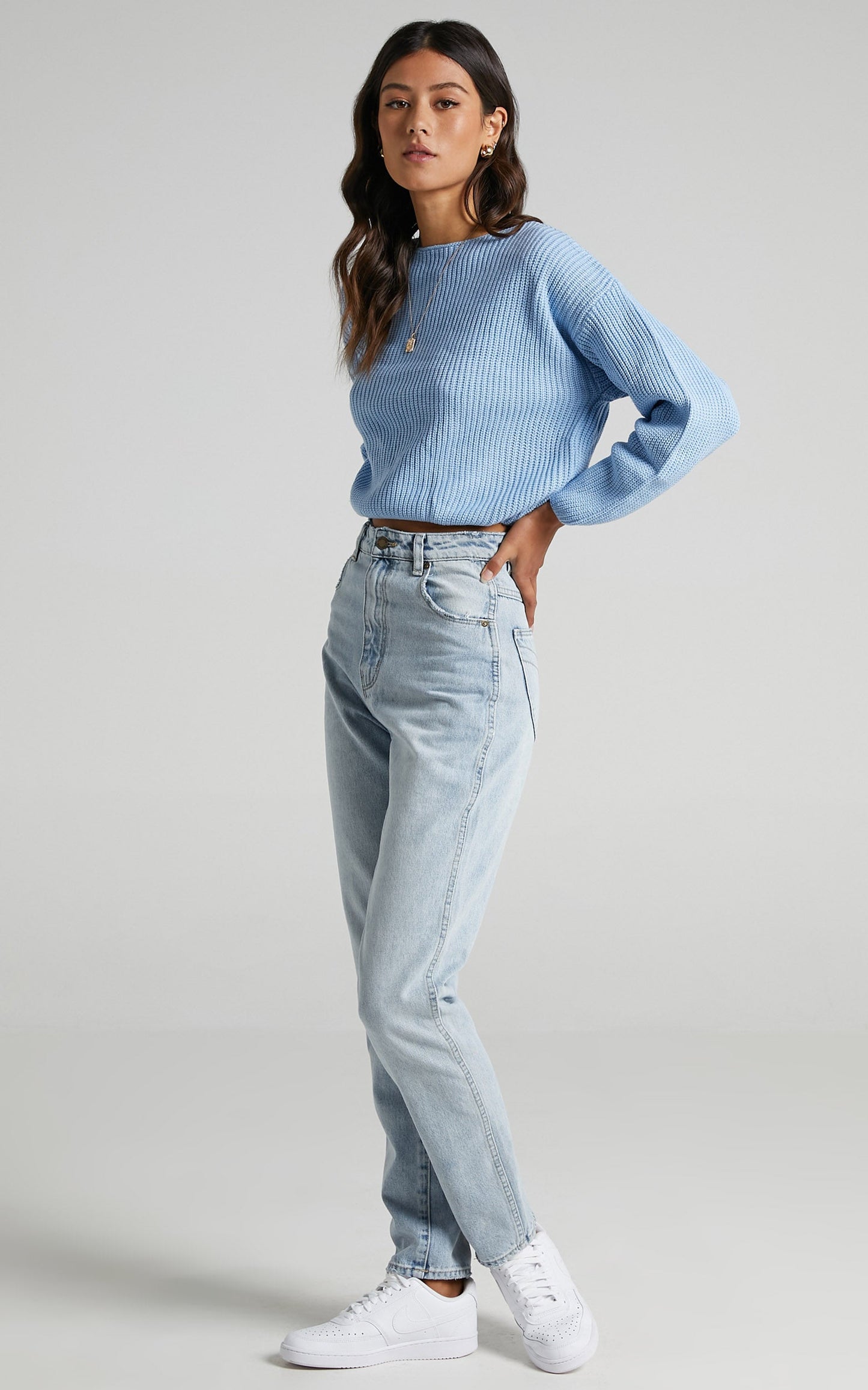 Eavan Knit Jumper in Pastel Blue