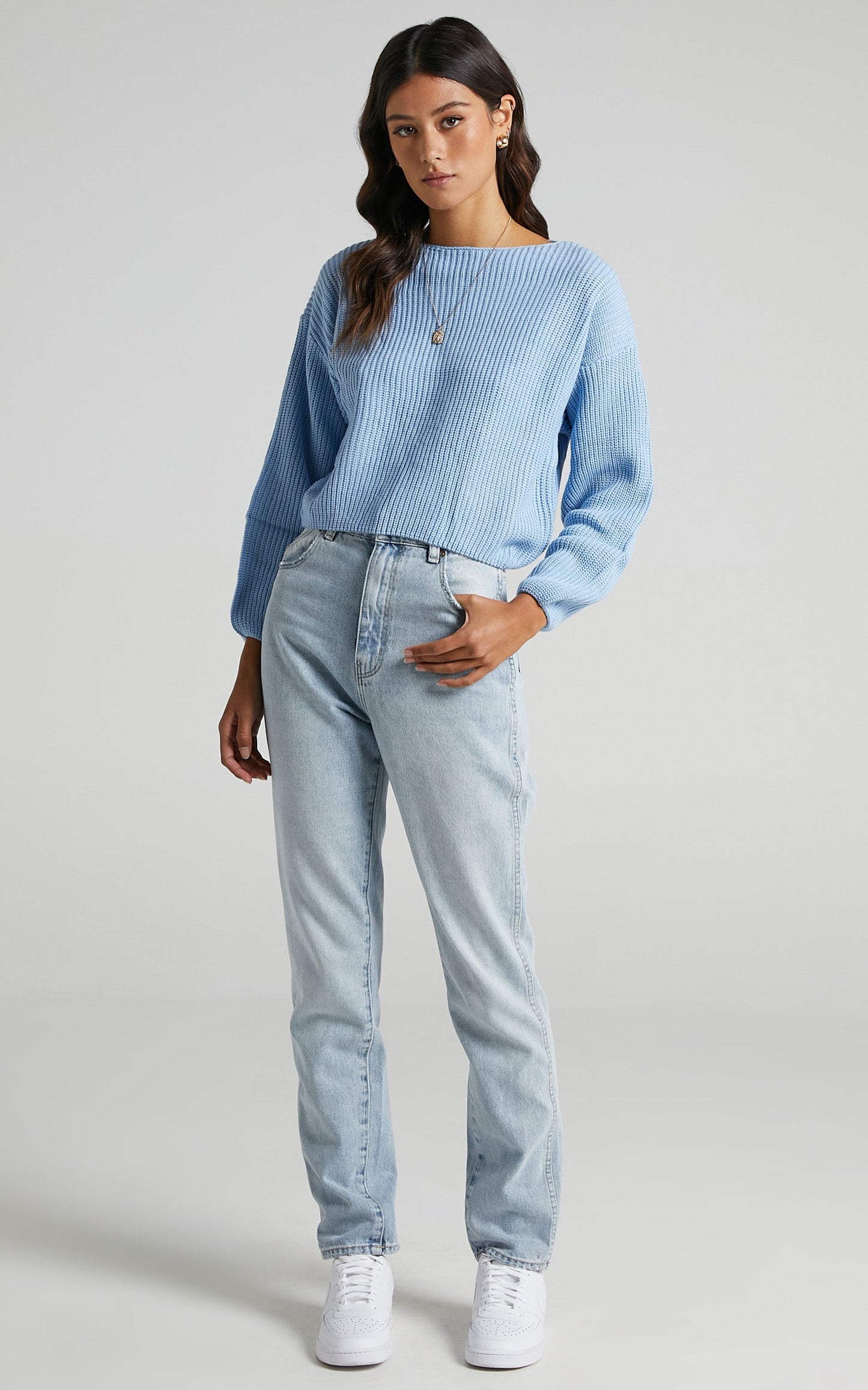 Eavan Knit Jumper in Pastel Blue