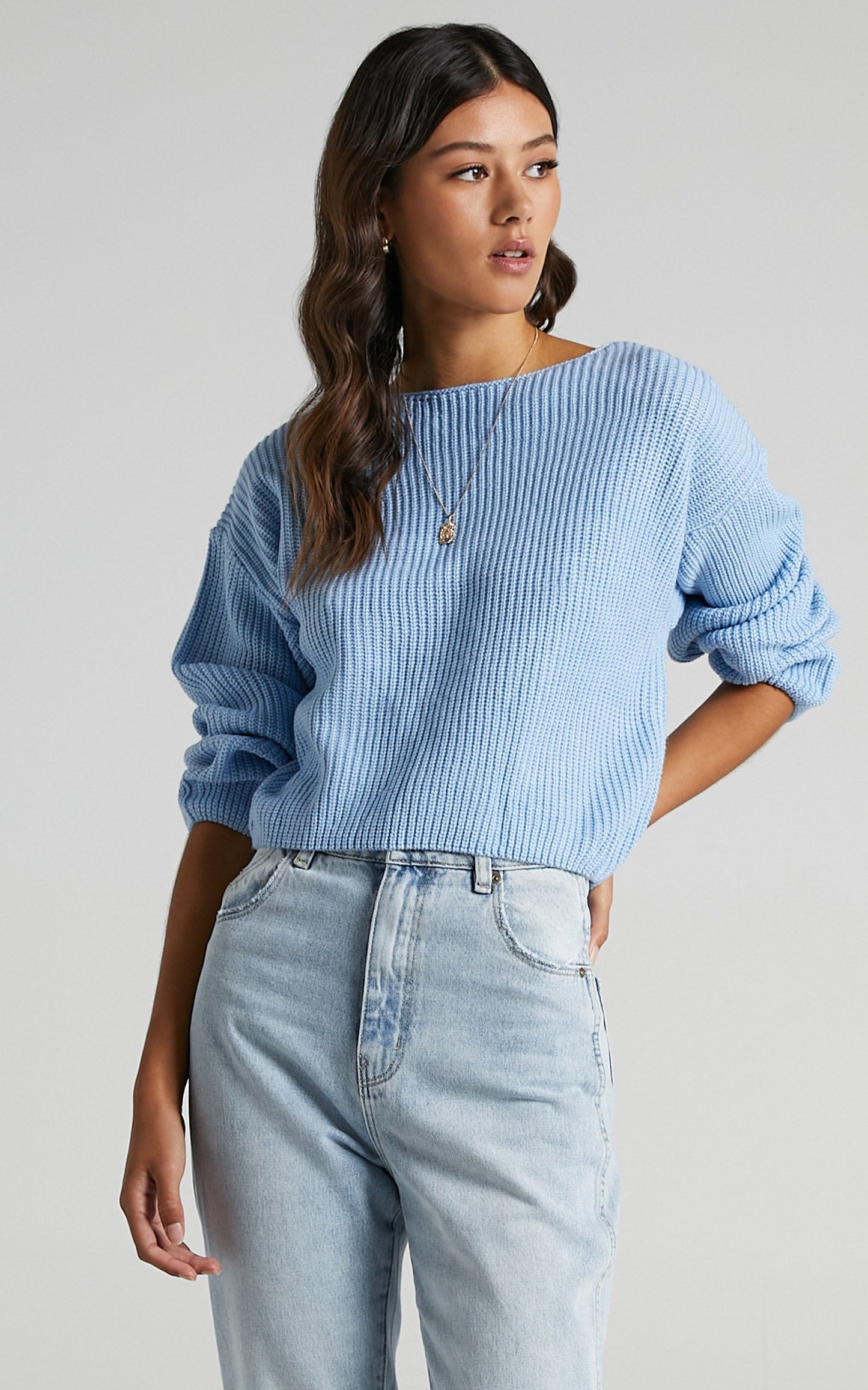 Eavan Knit Jumper in Pastel Blue
