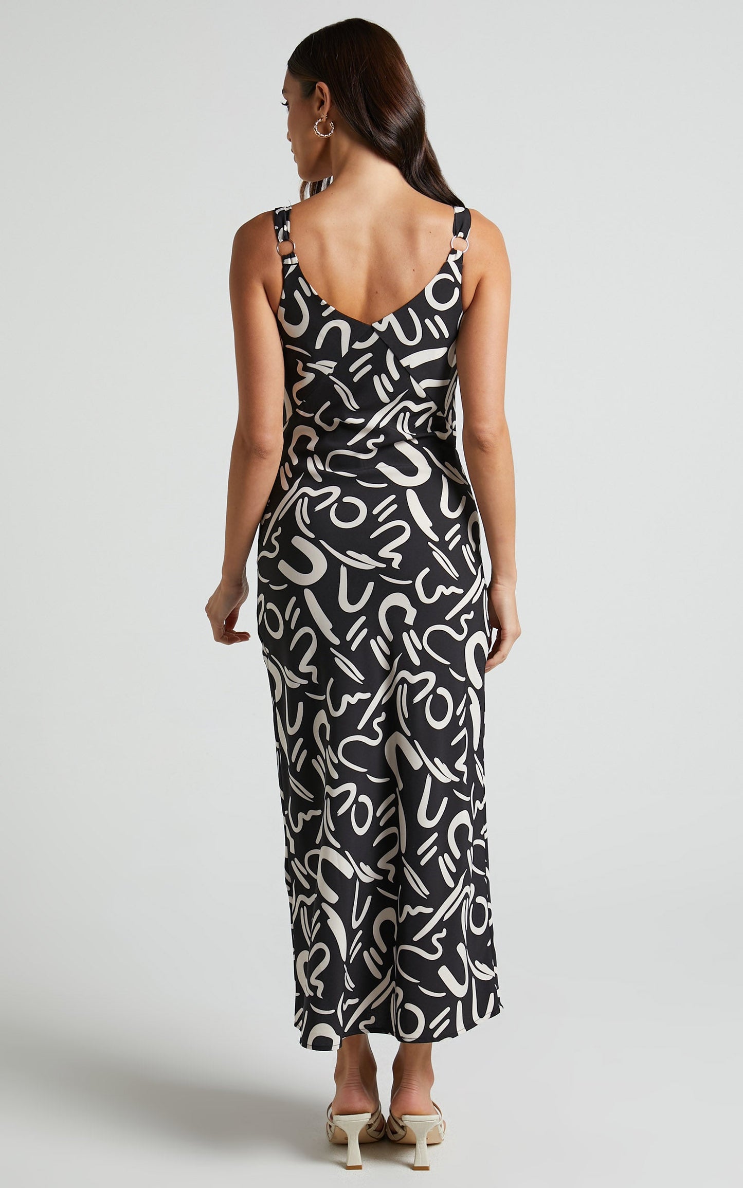 Eden Midi Dress - Wide Strap Slip Dress in Black