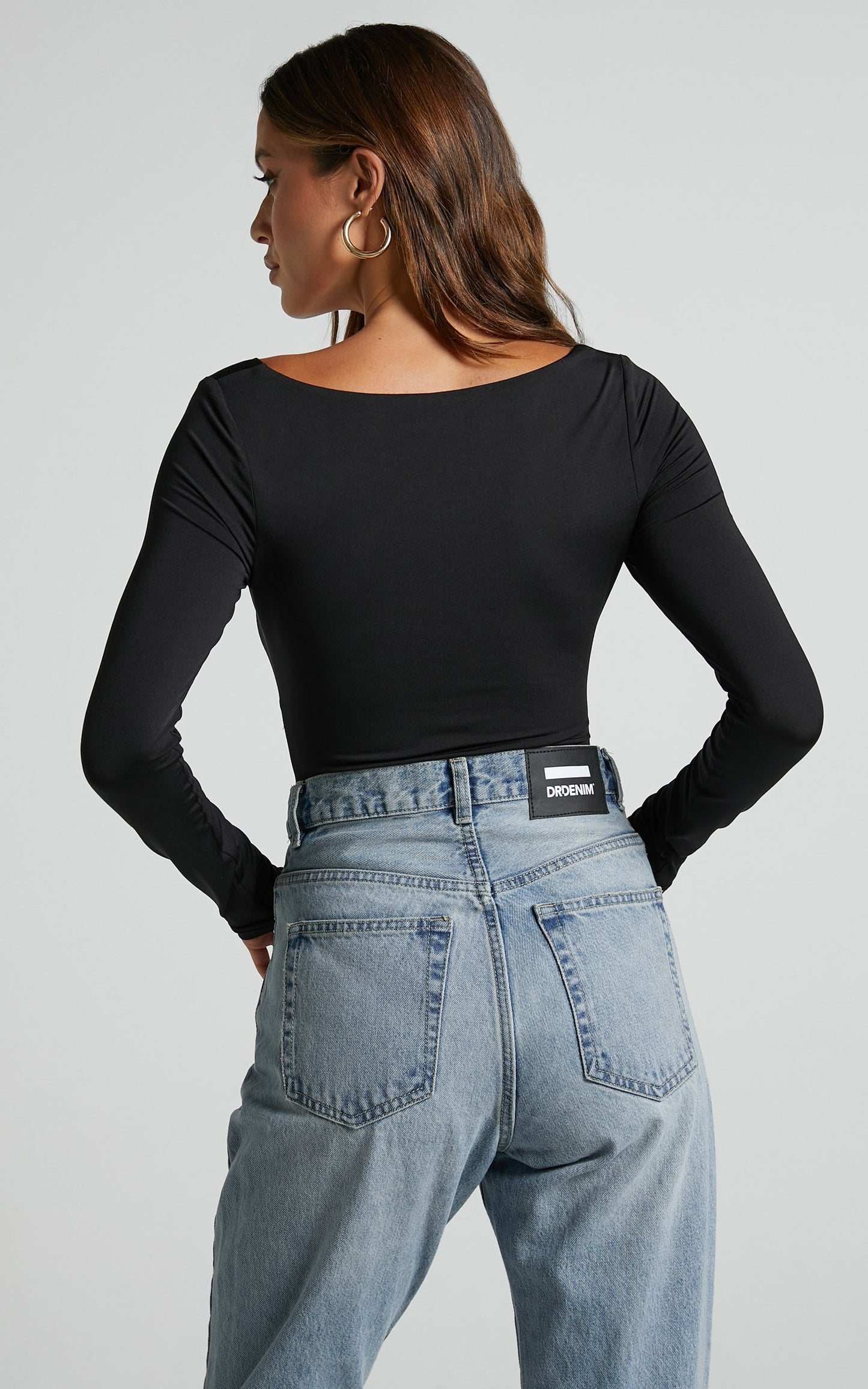 Effie Bodysuit - Cut Out Long Sleeve Bodysuit in Black