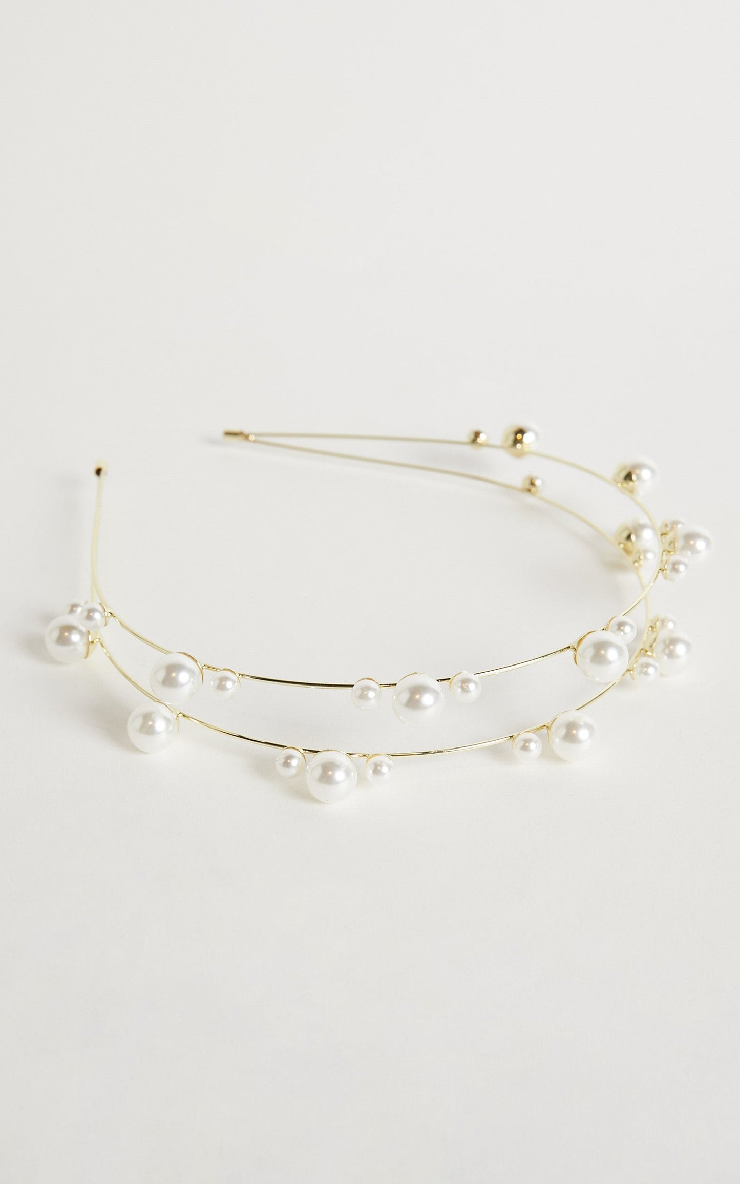 Eirene Layered Pearl Headband in Gold