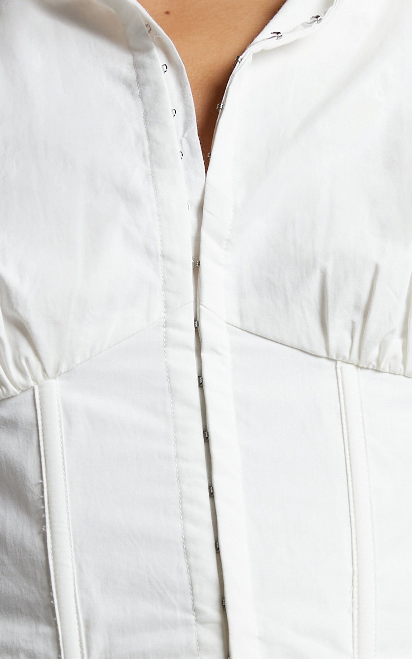 Elenina Shirt - Corset Waist Cropped Shirt in White
