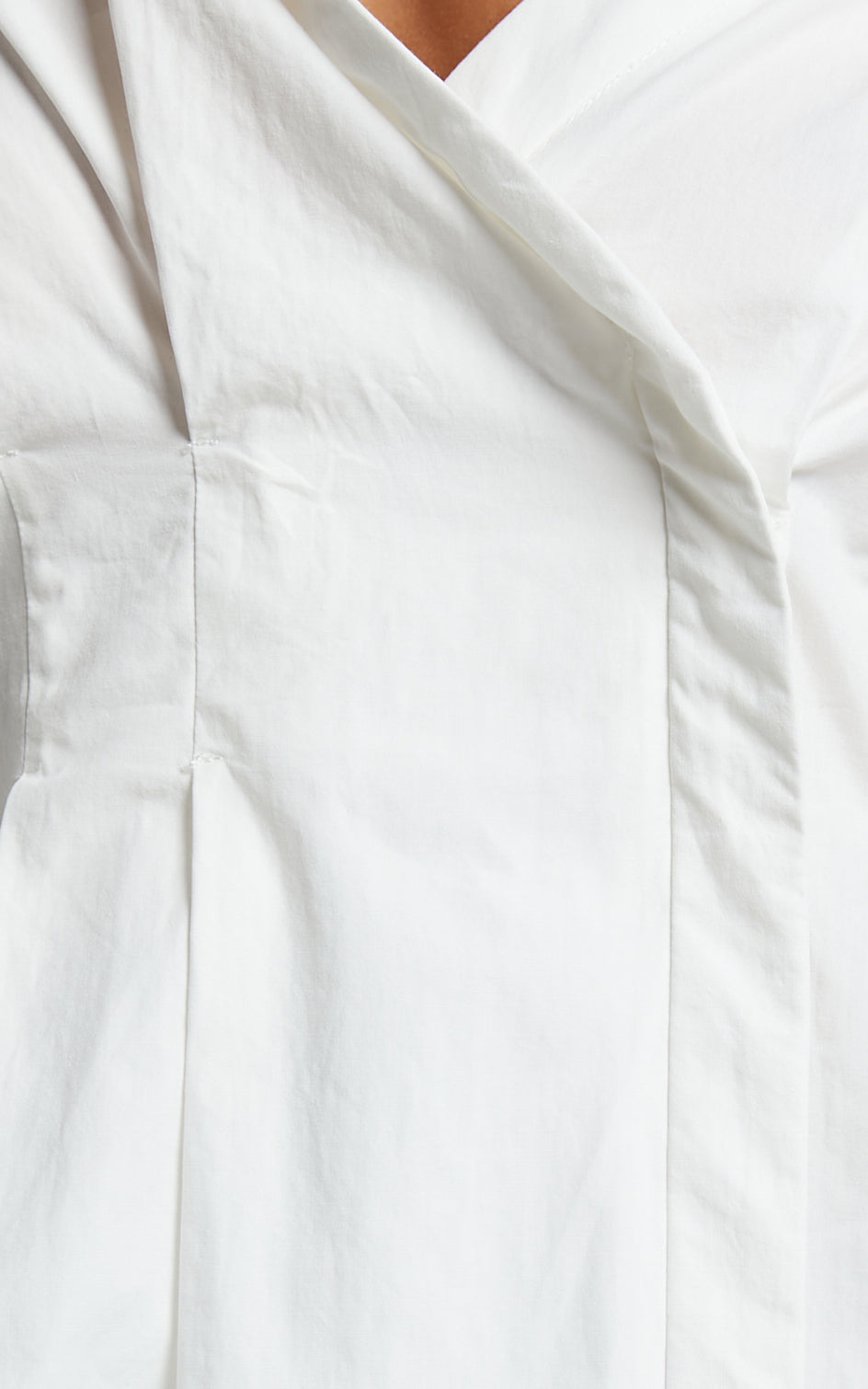 Elenina Shirt - Long Sleeve Pleat Waist Shirt in White
