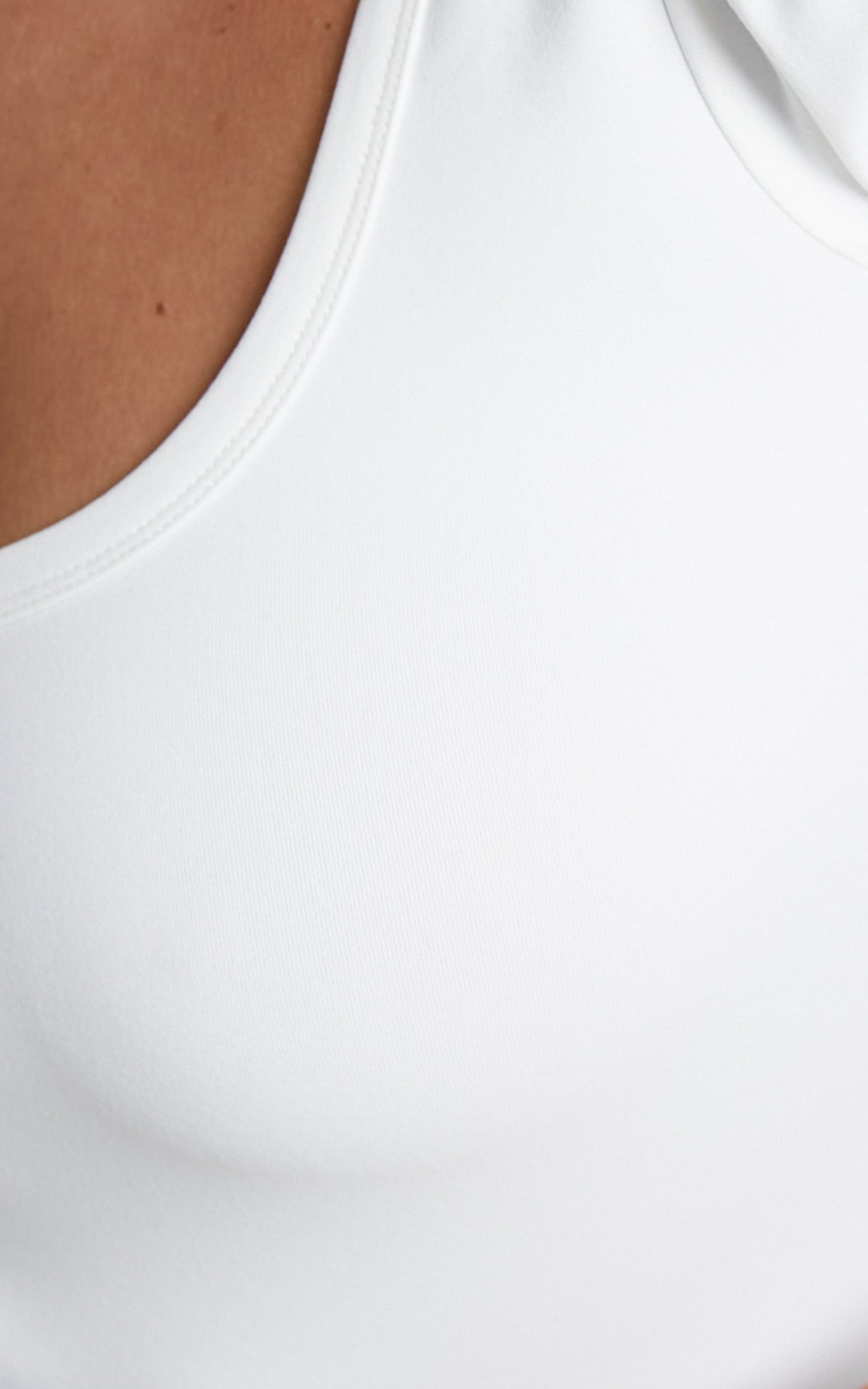 Elia Low Scoop Neck Puff Short Sleeve Top in White