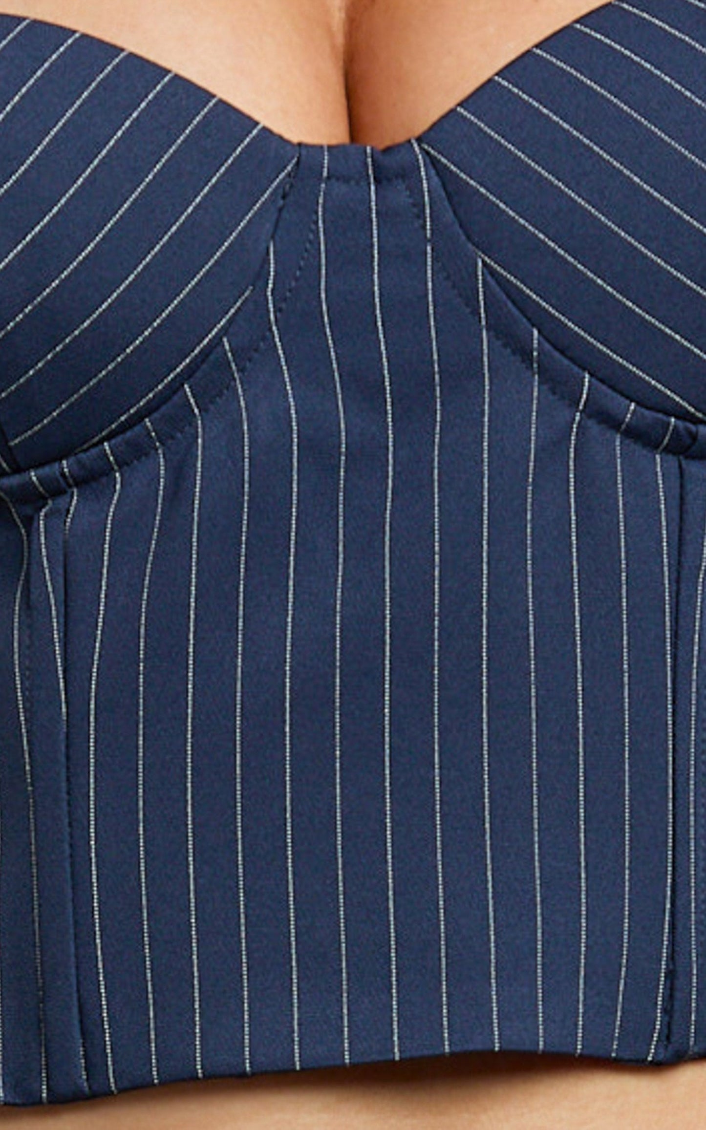 Elliot Top - Pinstripe Strapless Underwire Corset Top in Navy