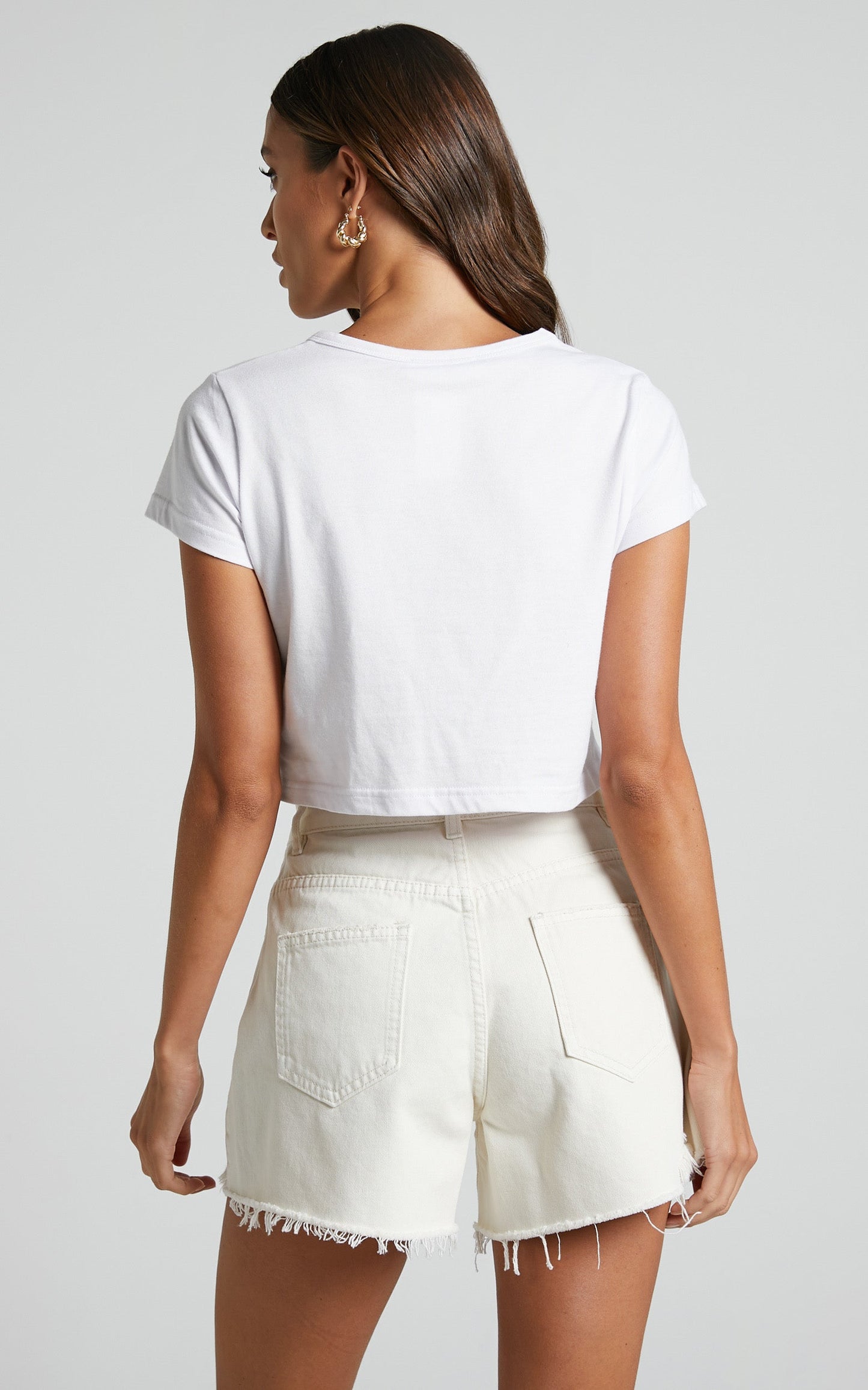 Eloisa Shorts - Recycled Cotton Raw Hem Denim Shorts in Ecru