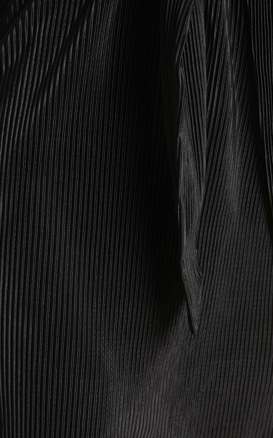 Elowen Mini Dress - Plisse Long Sleeve Tie Front Dress in Black