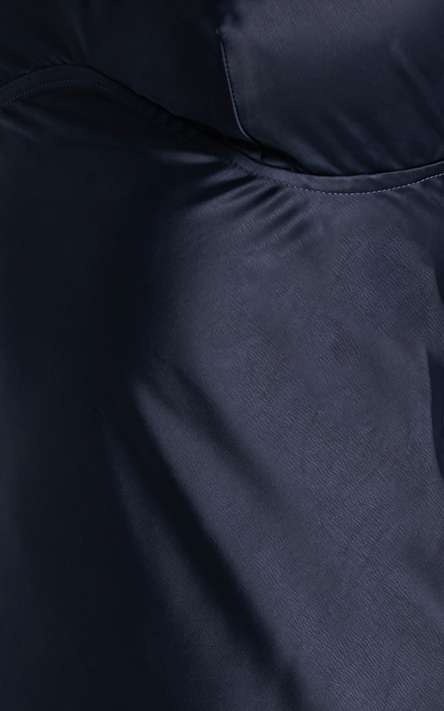 Elzales Midi Dress - One Shoulder Beaded Strap Satin Dress in Navy