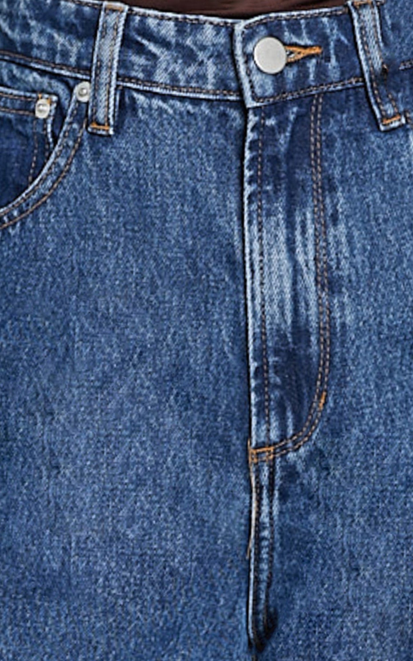 Emman Jeans - High Waisted Cotton Wide Leg Denim Jeans in Dark Blue Wash