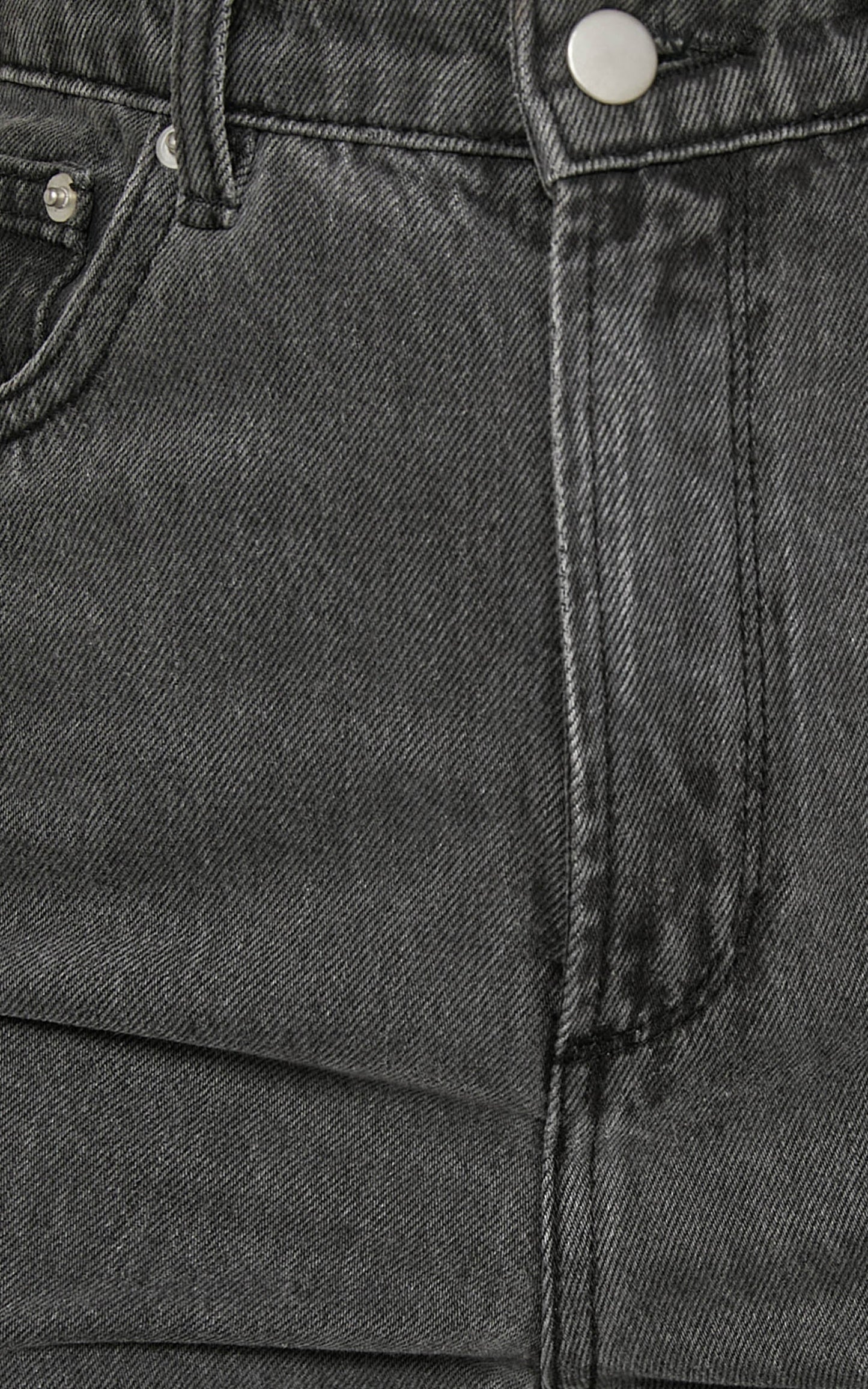 Emman Jeans - High Waisted Cotton Wide Leg Denim Jeans in Washed Black