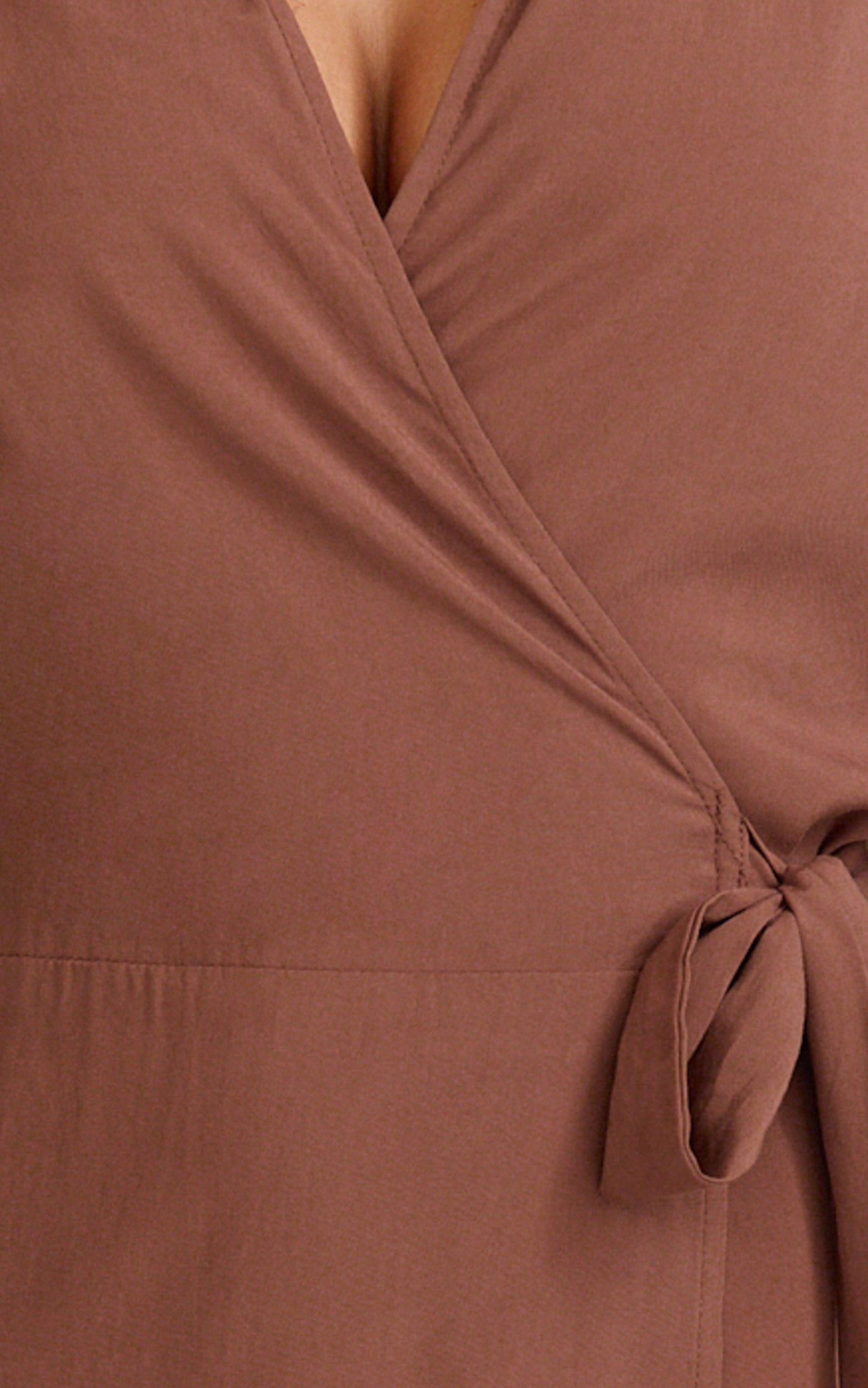 Erin Mini Dress - Longsleeve Wrap Shirt Dress in Chocolate