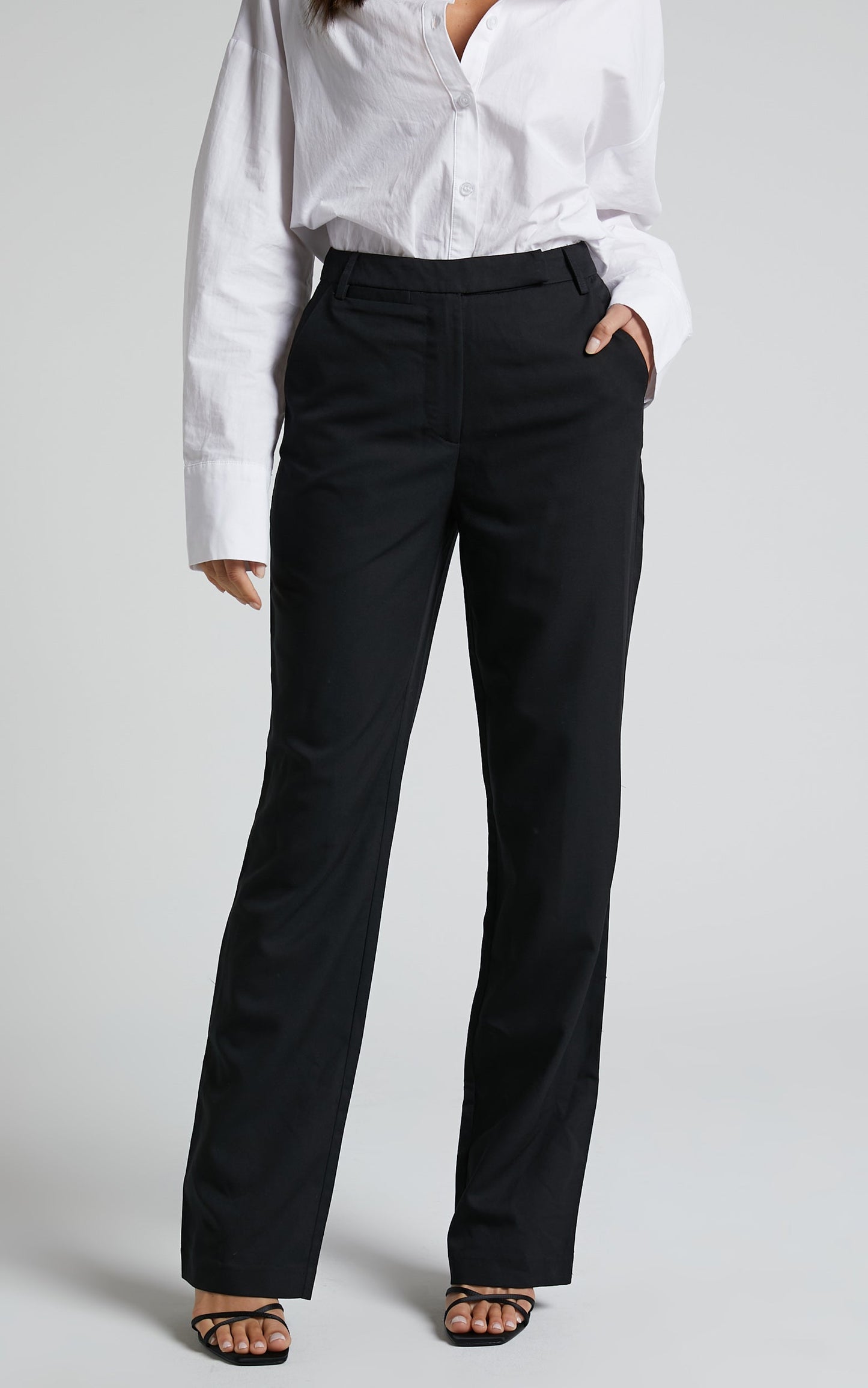 Ernez Pants - High Waisted Tailored Straight Pants in Black