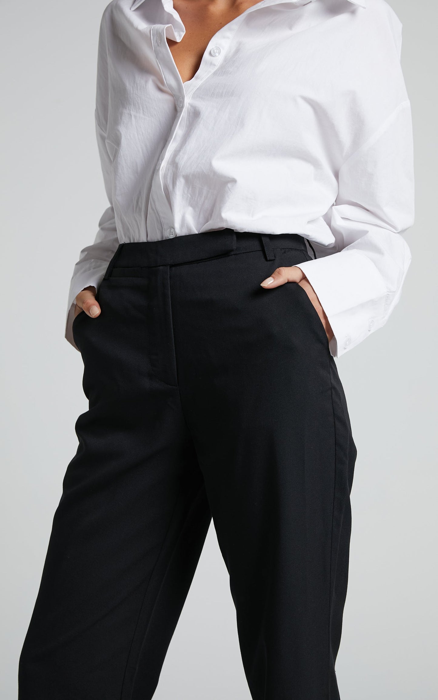 Ernez Pants - High Waisted Tailored Straight Pants in Black