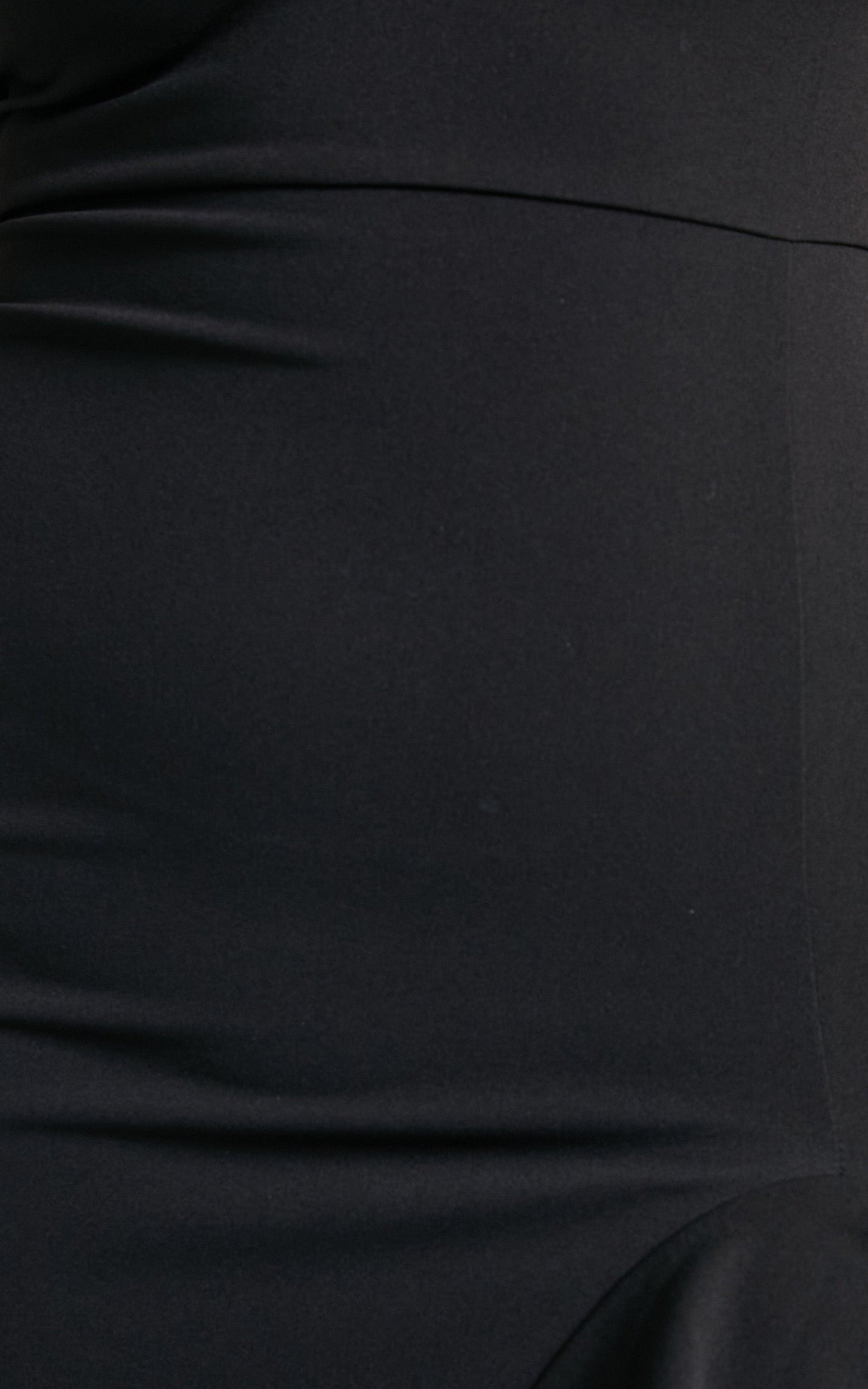 Erytheia Asymmetrical Ruffle Hem Maxi Dress in Black