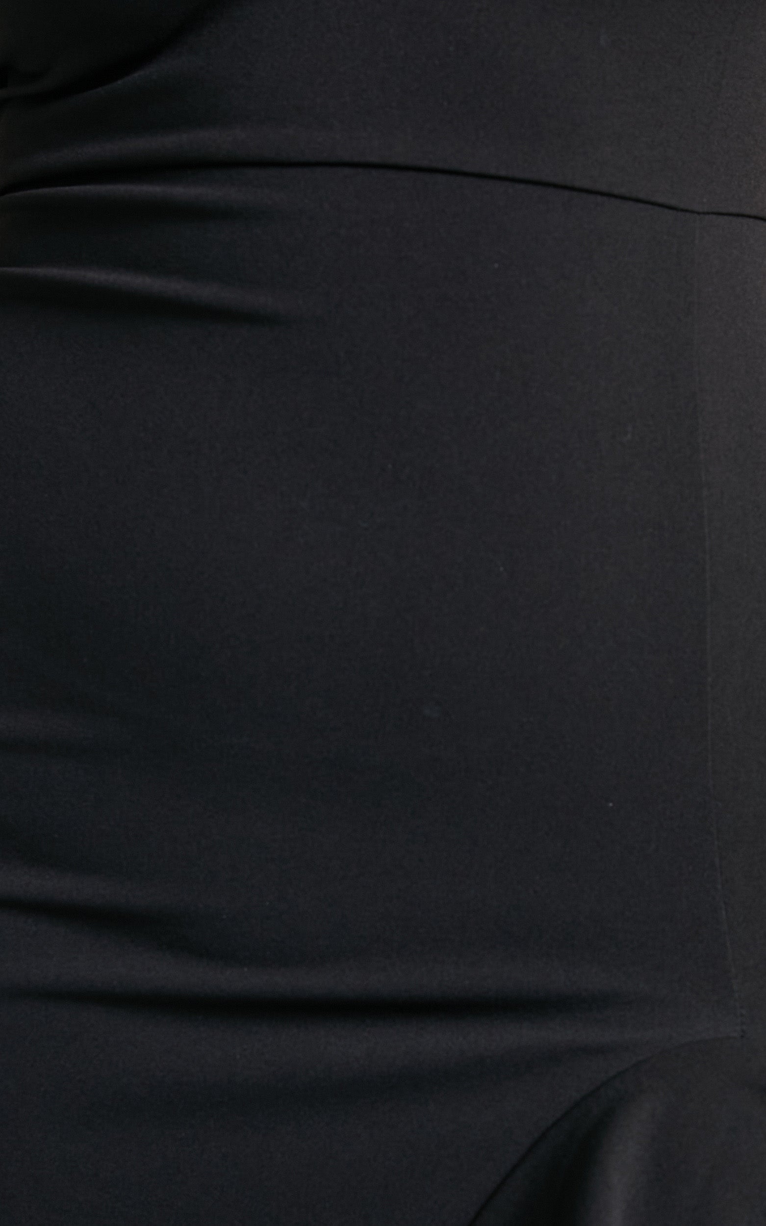 Erytheia Asymmetrical Ruffle Hem Maxi Dress in Black