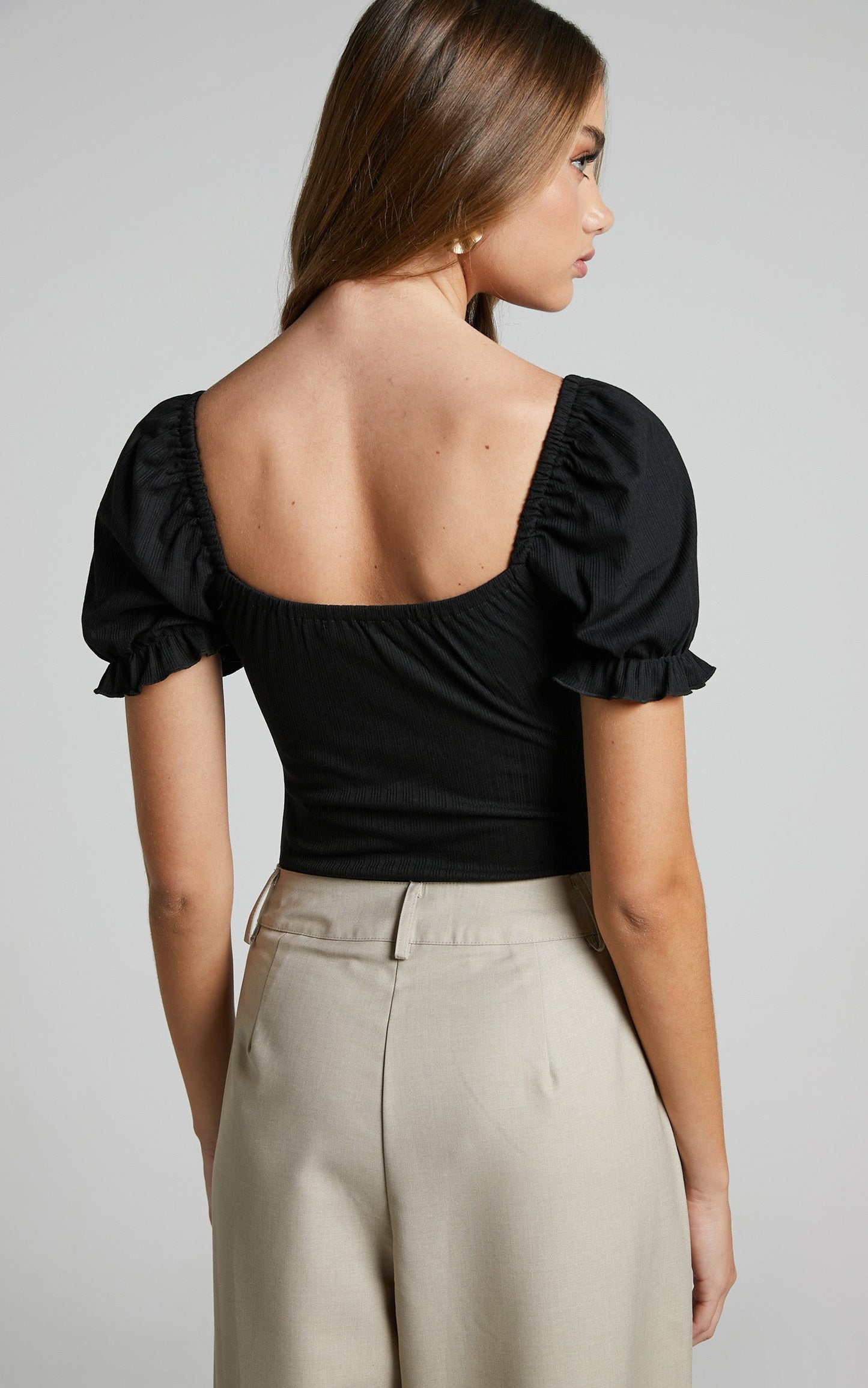 Esher Bodysuit - Puff Sleeve Bodysuit in Black