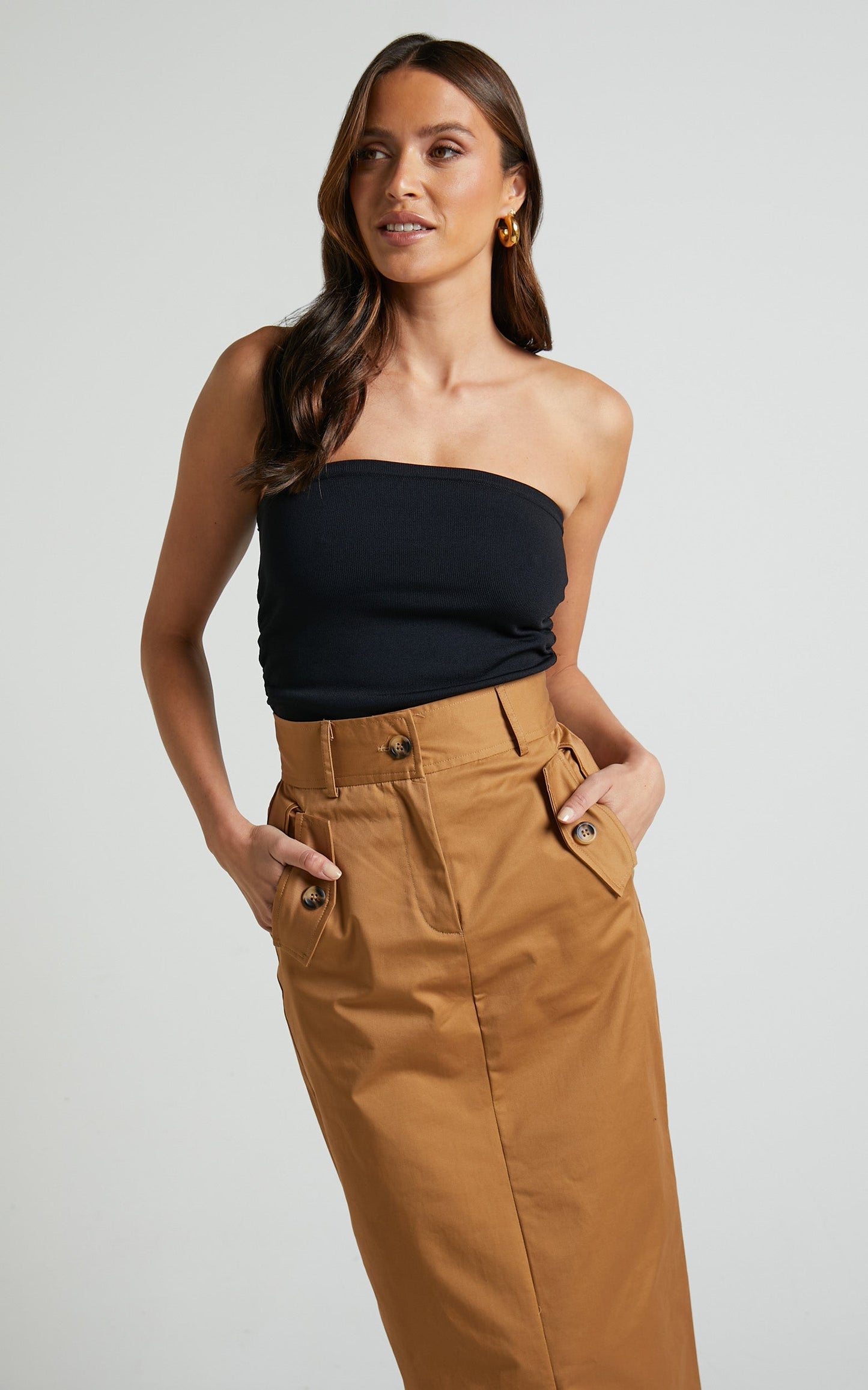Ethan Top - Strapless Knit Top in Black