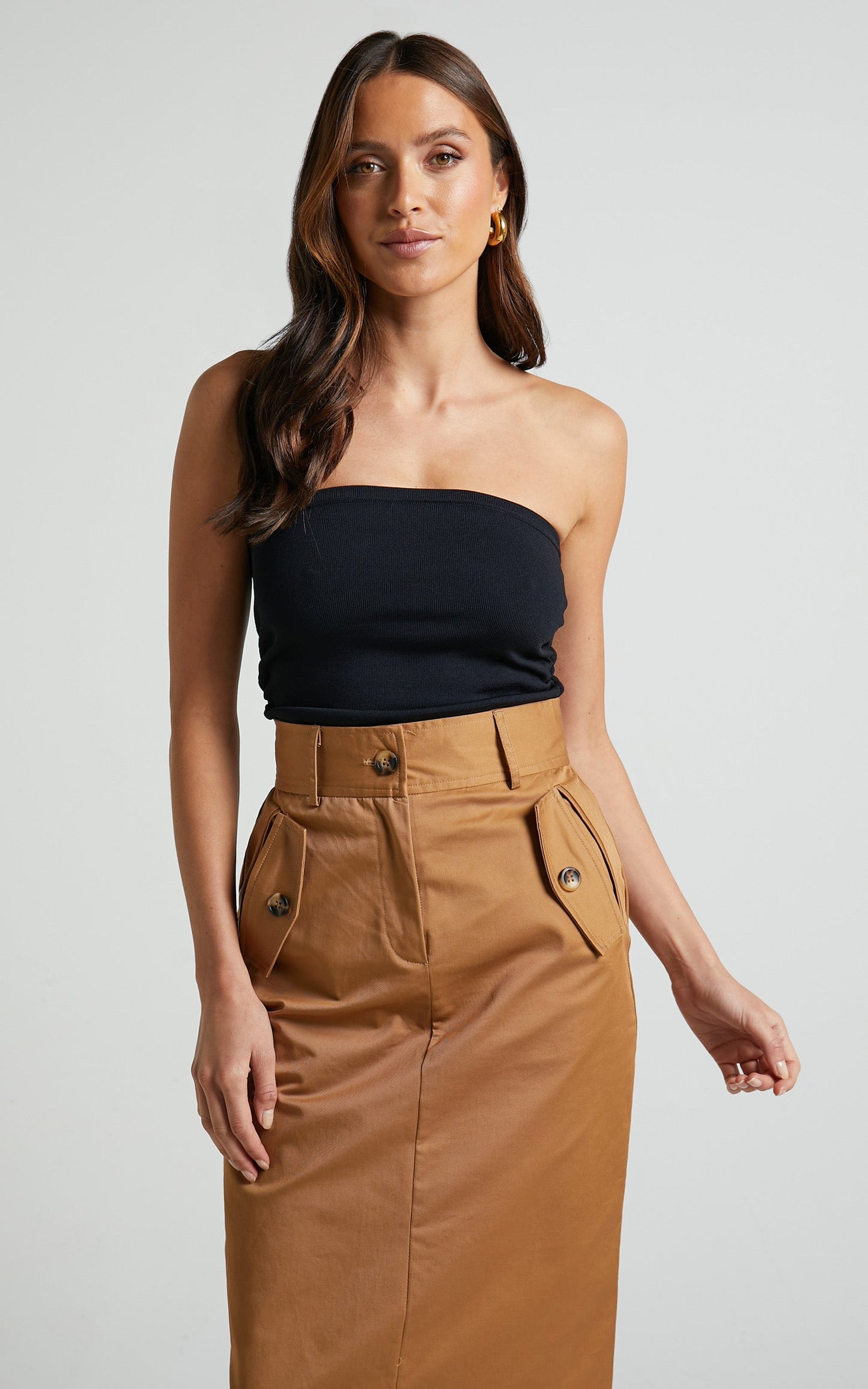 Ethan Top - Strapless Knit Top in Black