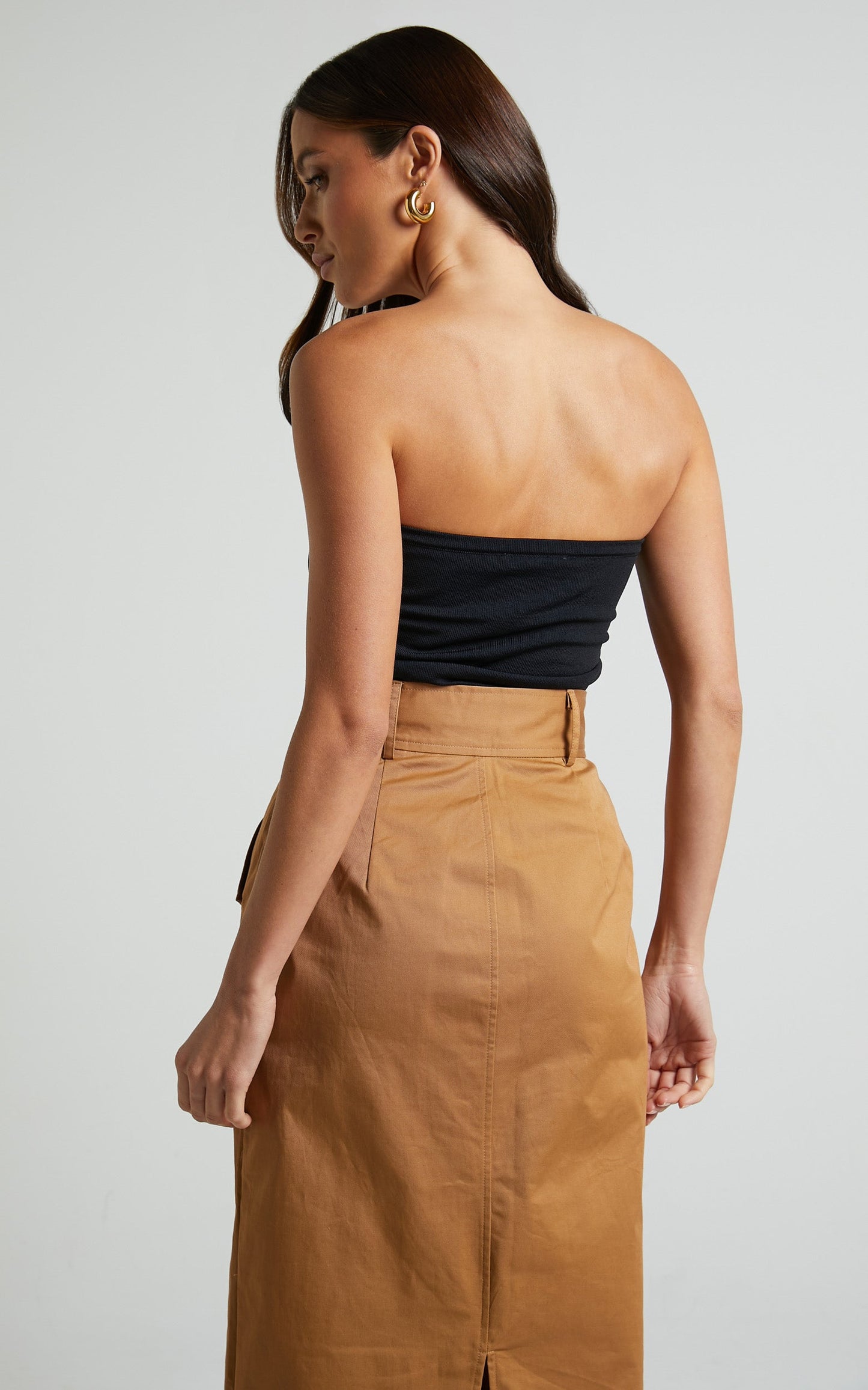 Ethan Top - Strapless Knit Top in Black