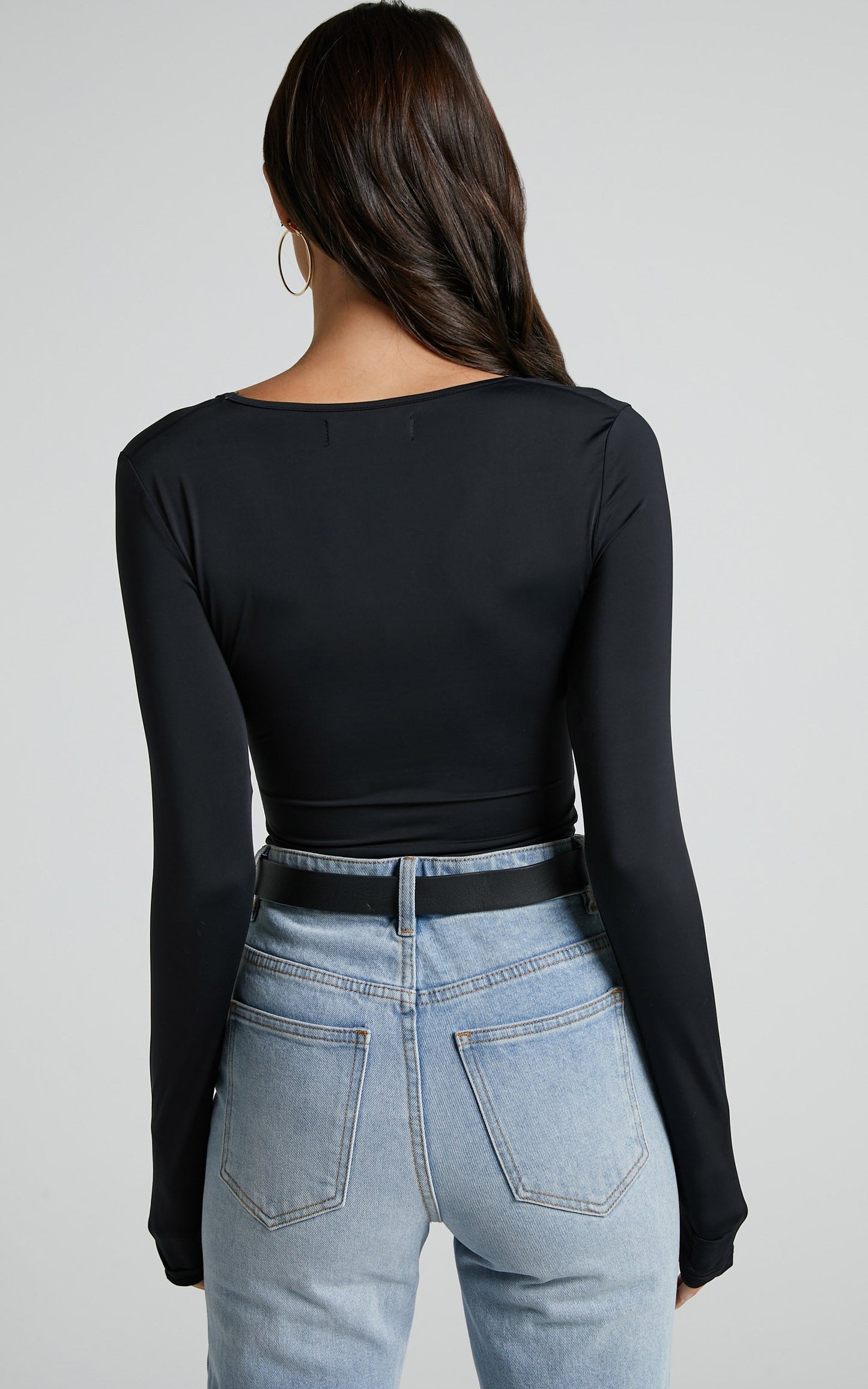 Evelina Bodysuit - Scoop Neck Bodysuit in Black