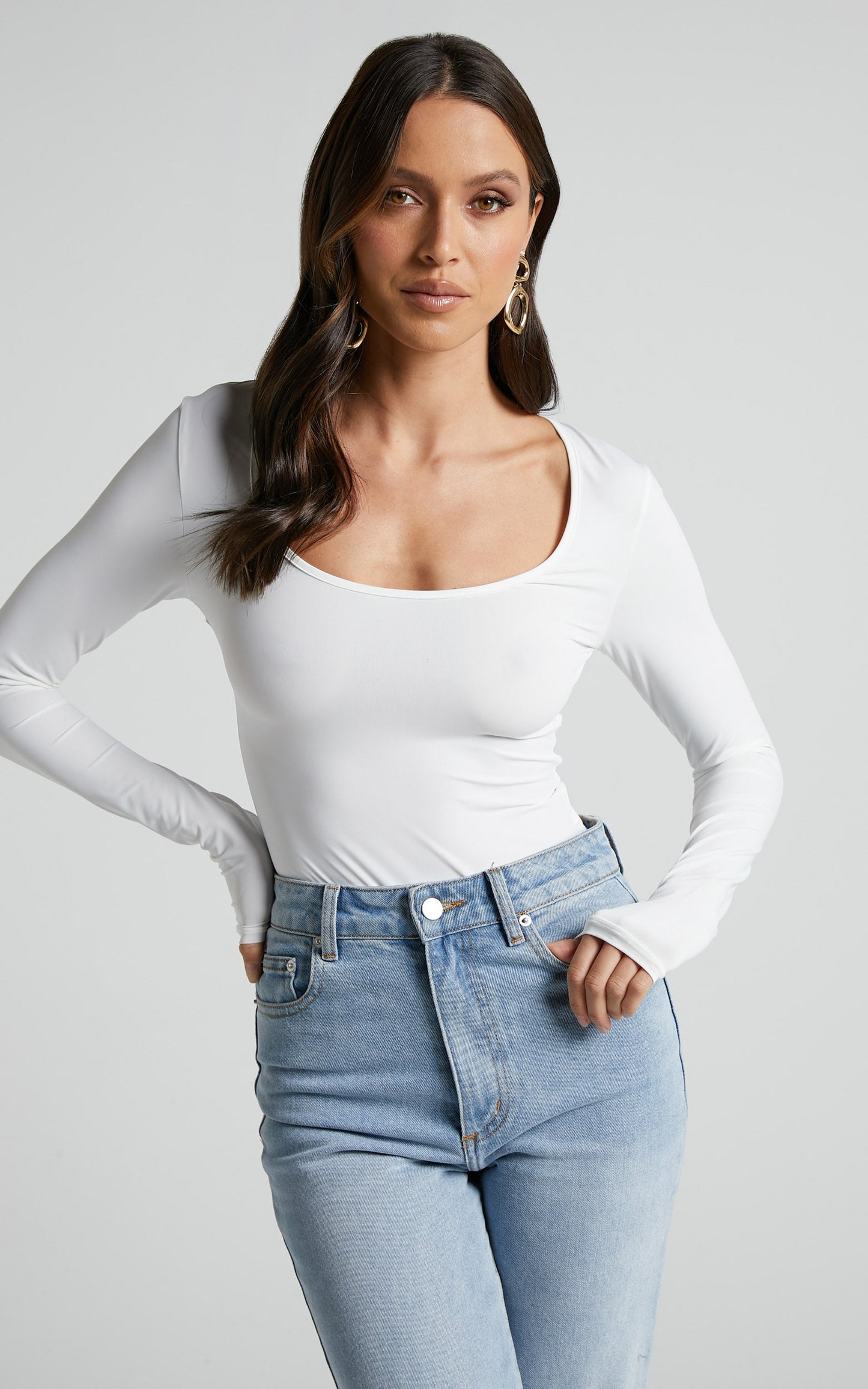 Evelina Bodysuit - Scoop Neck Bodysuit in Off white